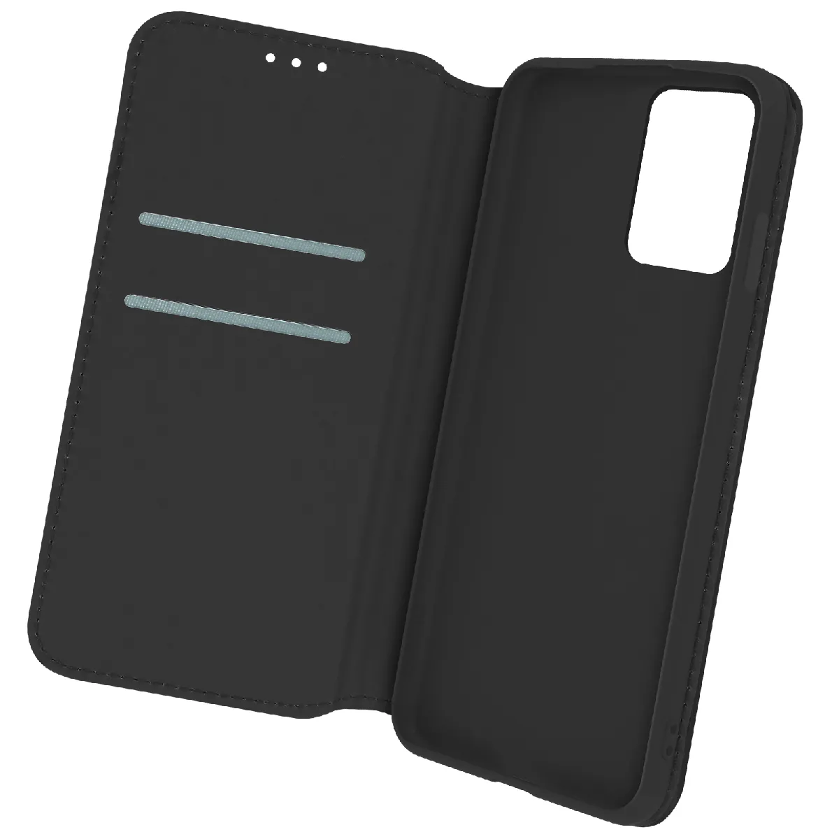 Housse Pour Oppo A74 Folio Portefeuille Fonction Support Noir