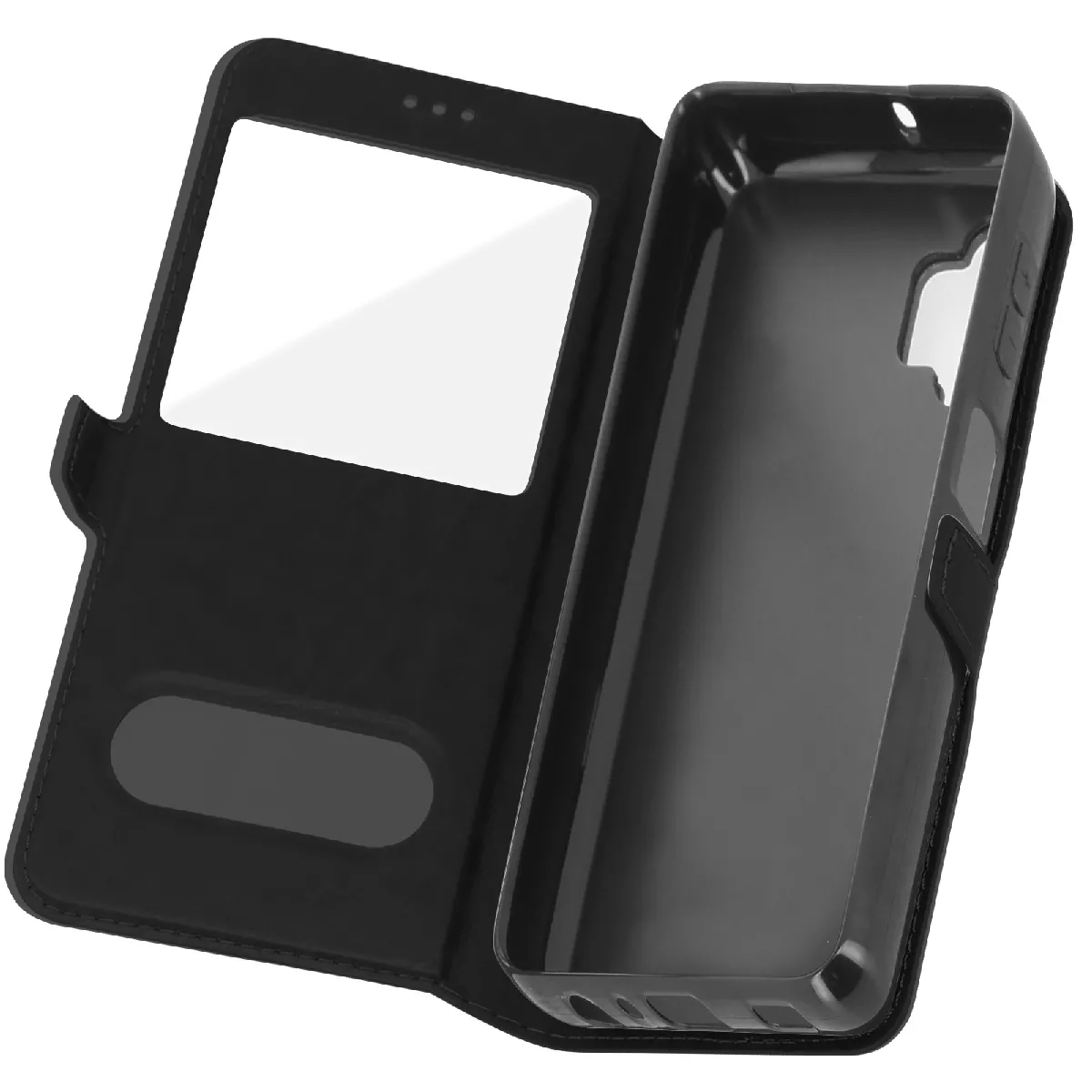 Housse Pour Samsung Galaxy A32 5g Avec Double Fenêtre Support Vidéo Noir