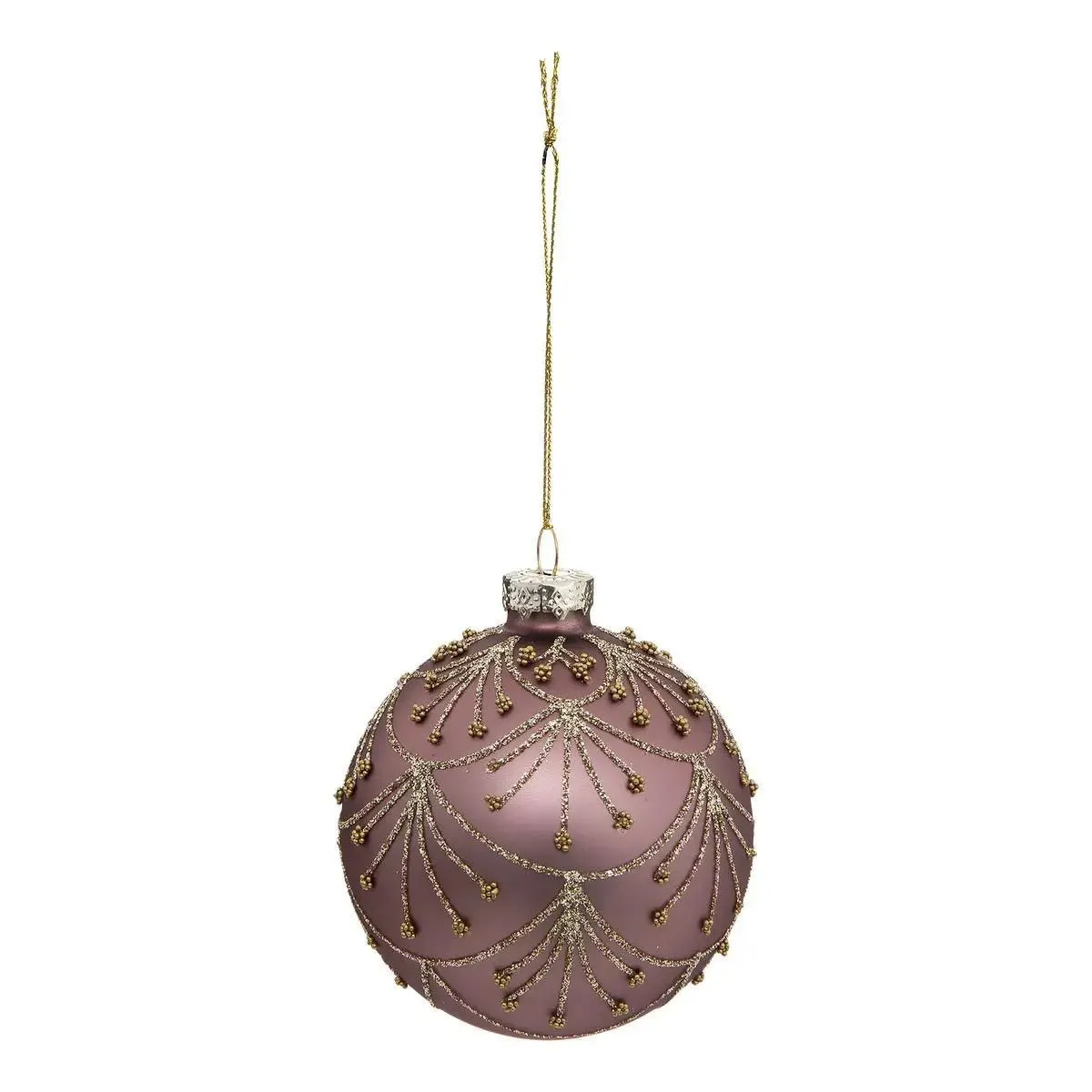 Boule De Noël Verre 80 Mm Perle Rose - Feeric Lights & Christmas