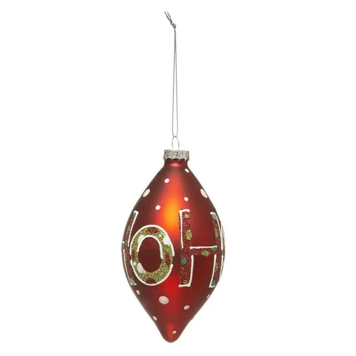 Boule De Noël Goutte 80mm "ho Ho" Rouge En Verre - Feeric Lights & Christmas