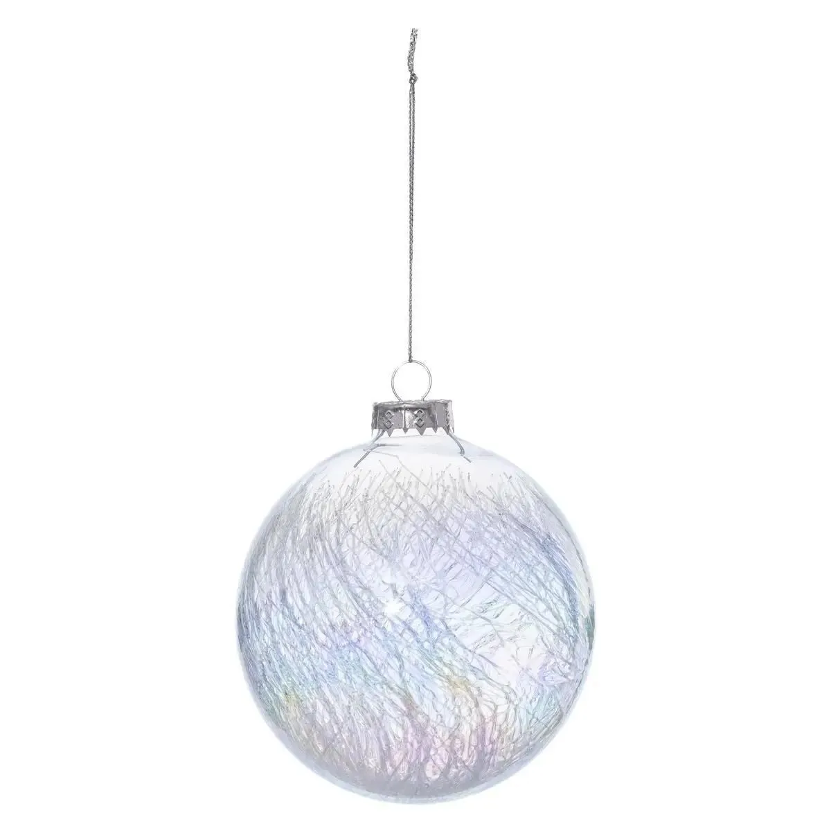 Boule De Noël Verre 100 Mm Irise Craquelé - Feeric Lights & Christmas