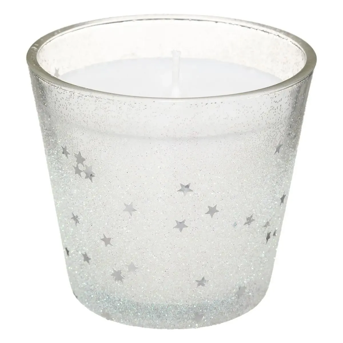 Bougie Dans Photophore Paillettes Blanc 190g En Verre - Feeric Lights & Christmas