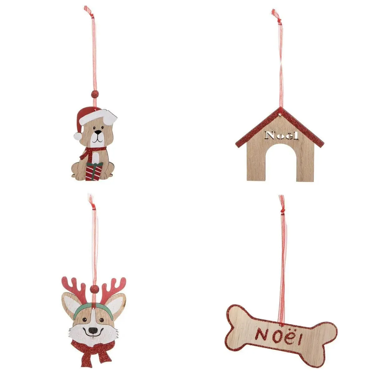 Sujet De Noël Bois Kit 4 Pièces Noël Chien - Feeric Lights & Christmas