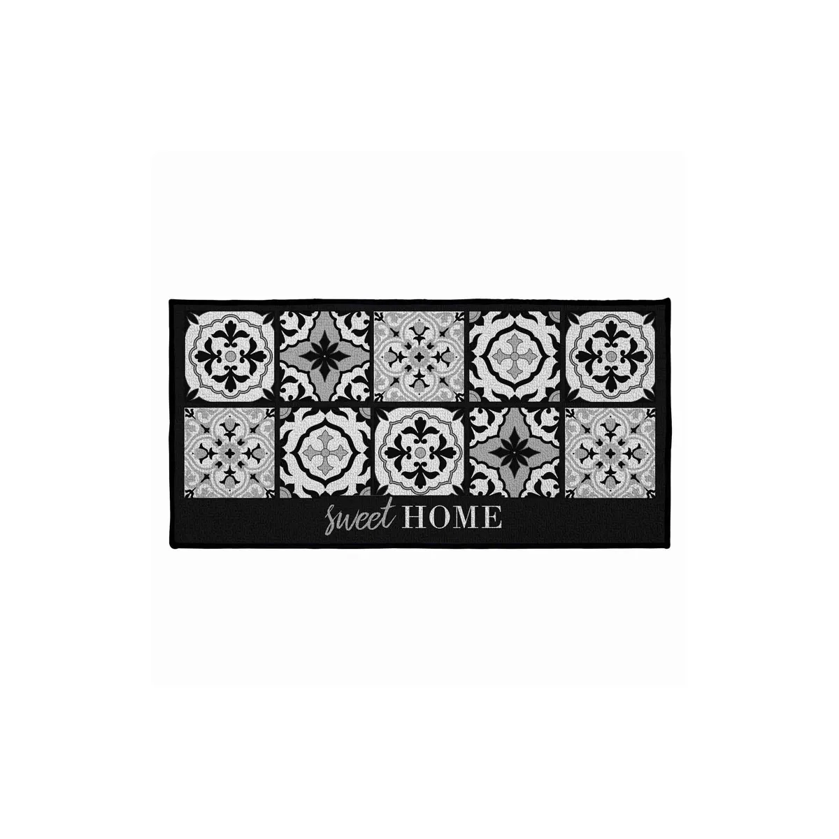 Tapis Déco Rectangulaire "alfama" 50x120cm Noir