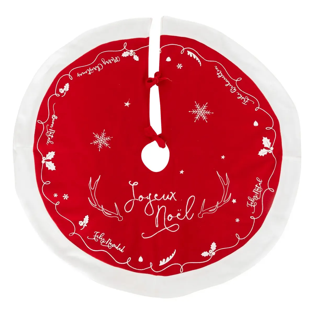 Tapis De Sapin Rouge Motif Blanc D90cm En Feutrine - Feeric Lights & Christmas