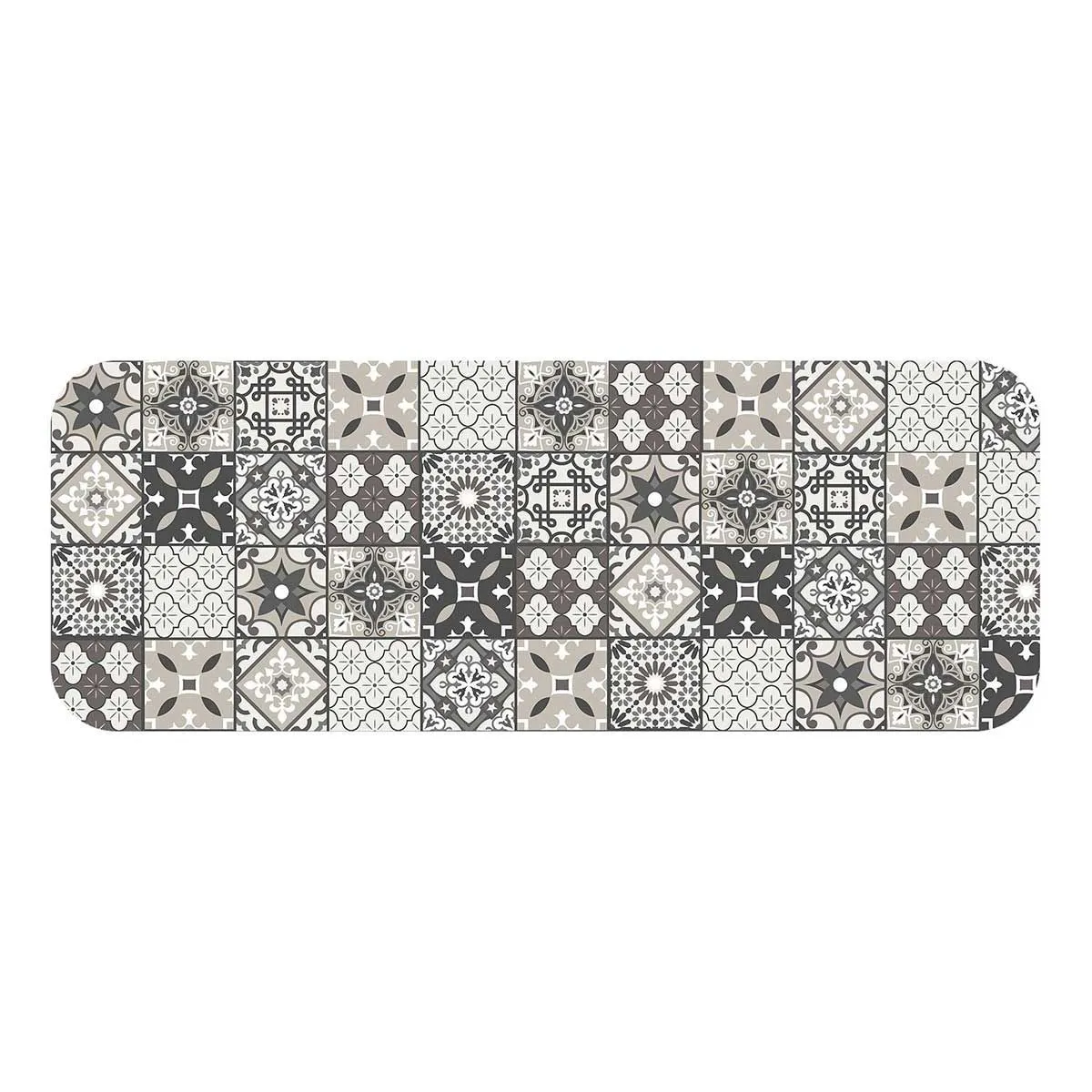 Tapis Imprimé "gaston" 45x120cm Gris & Blanc
