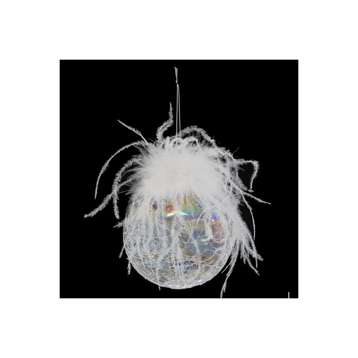 Boule De Noël En Verre 100 Mm Irisé Plume - Feeric Lights & Christmas