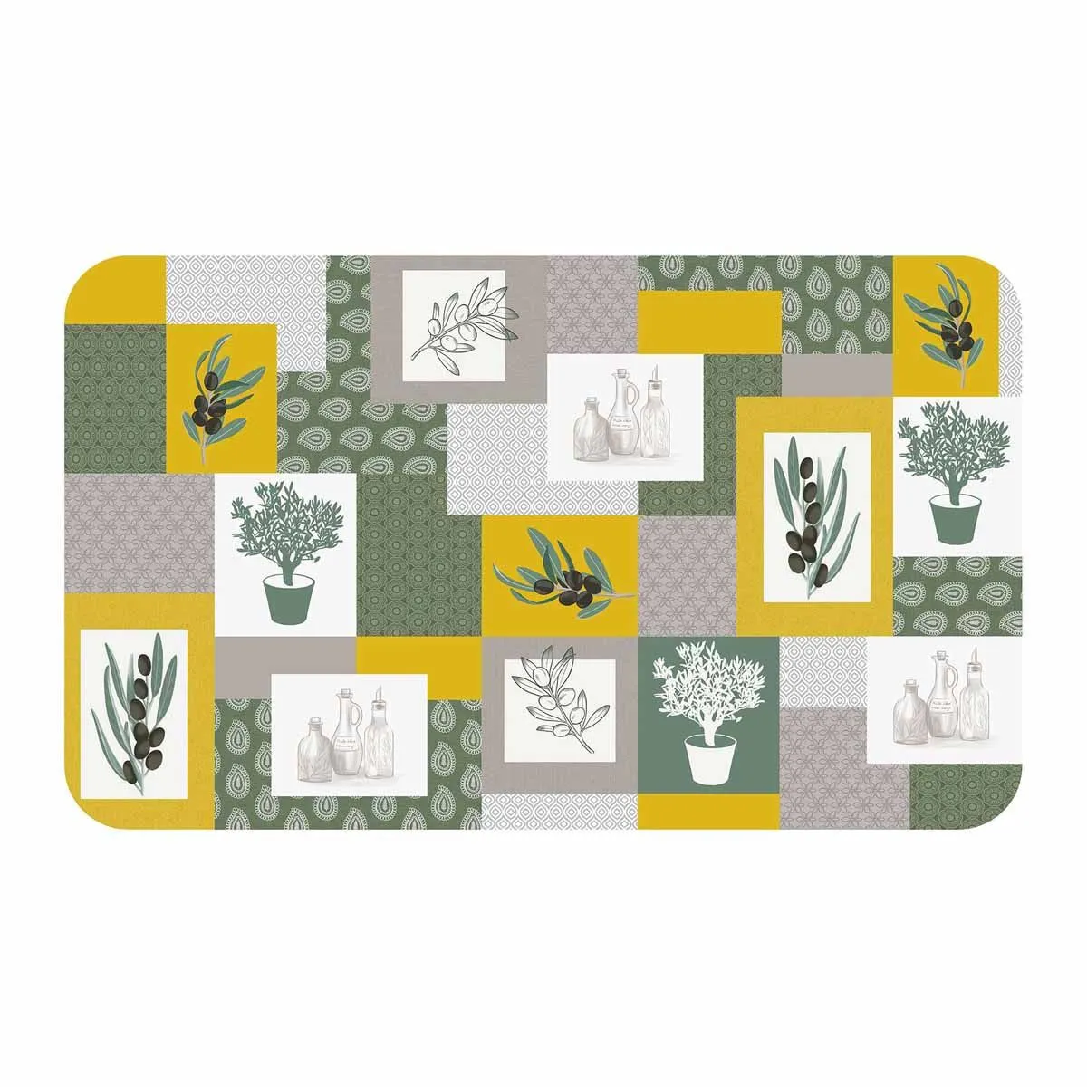 Tapis Imprimé "graziella" 45x75cm Jaune & Vert