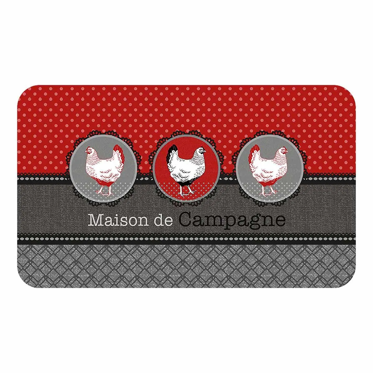 Tapis De Cuisine Imprimé "auberge" 45x75cm Rouge