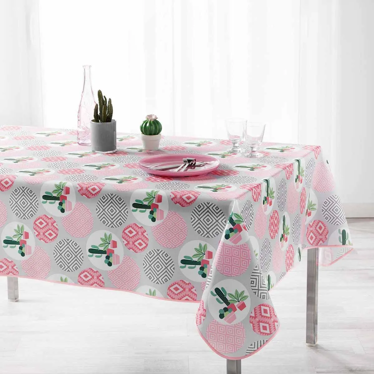 Nappe Déco Imprimée "ahora" 150x240cm Rose