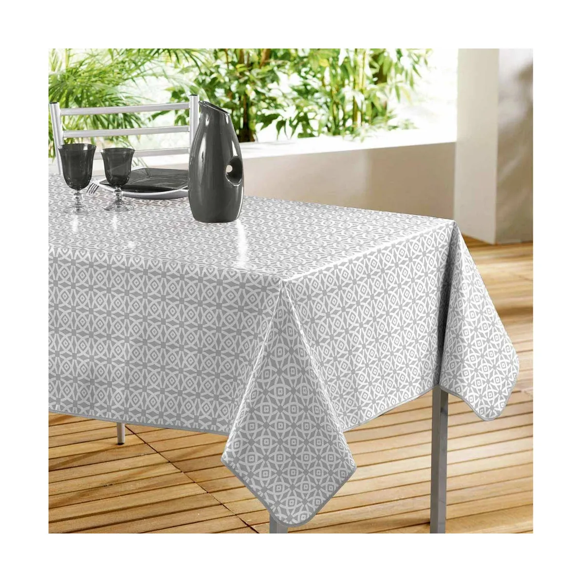 Nappe Toile Cirée "abaca" 140x240cm Gris