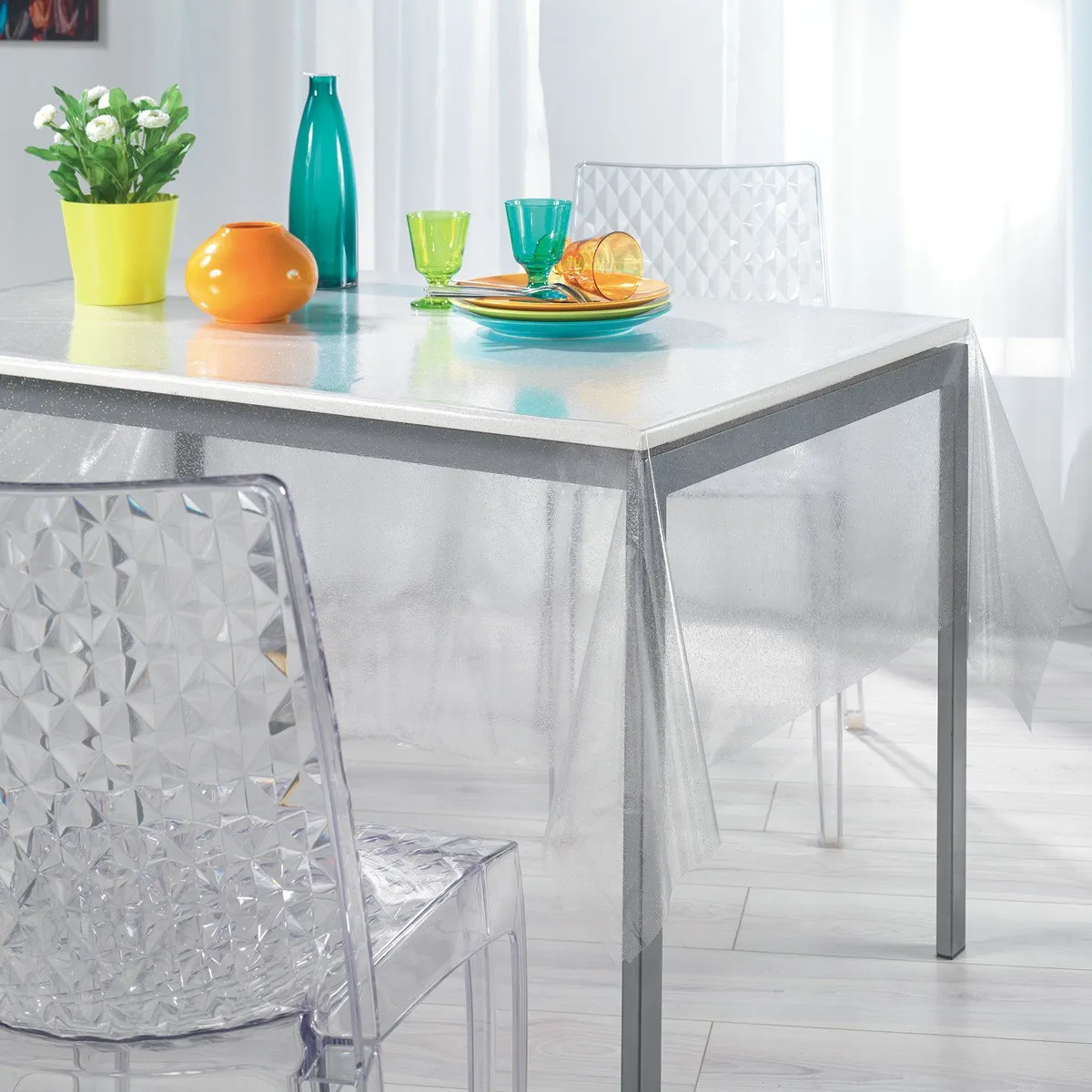 Nappe Cristal "paillette" 140x240cm Transparent