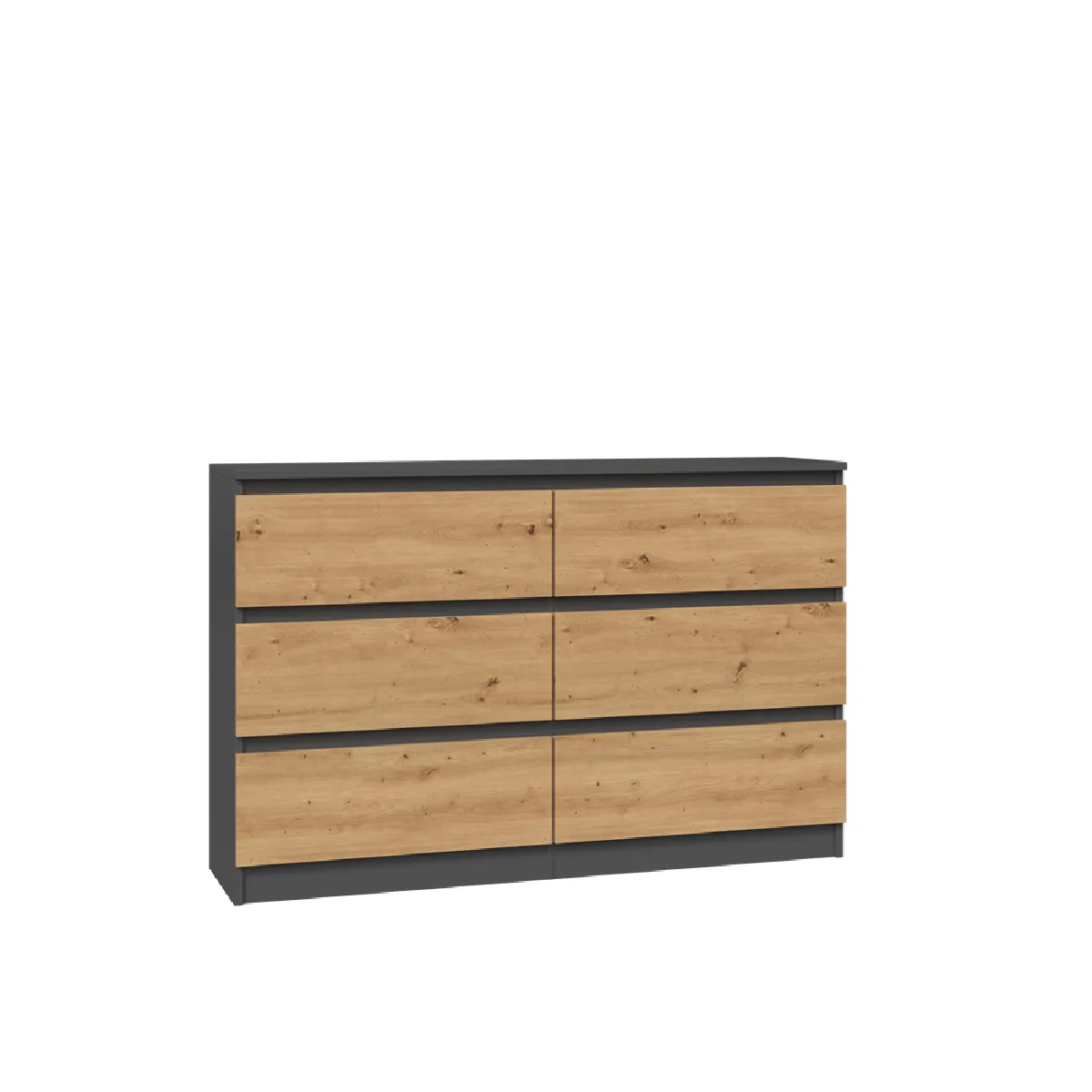 Commode: 6 Tiroirs, Anthracite/artisan, 30 X 75 X 120 Cm
