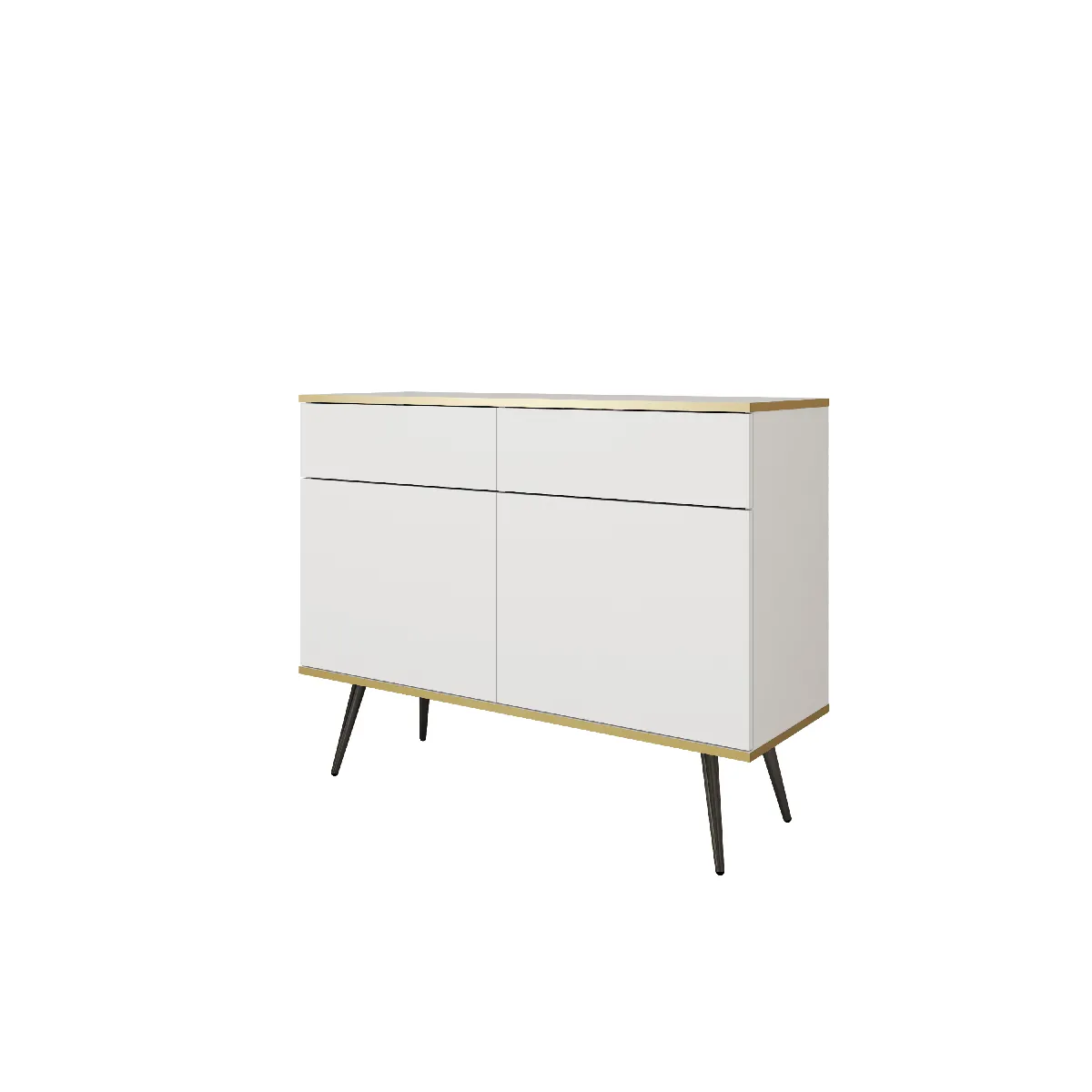 Buffet: blanc, pieds noirs, 107 x 85 x 39 cm