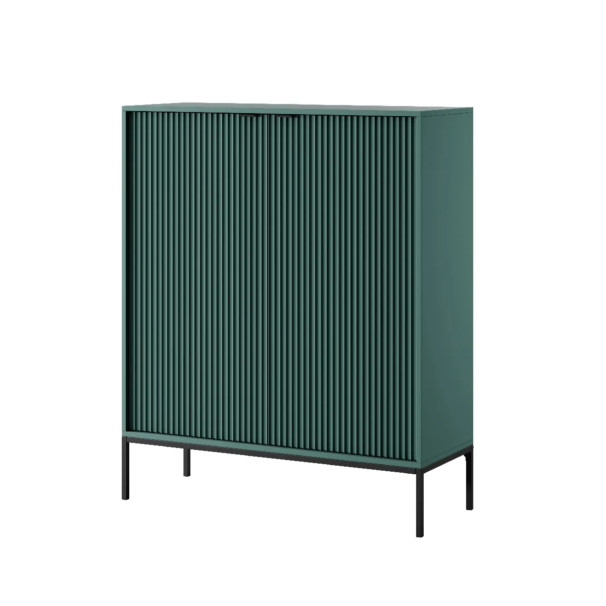 Commode: 2 Portes, labrador, Noir, 104 x 125 x 39 cm, poignées Noires