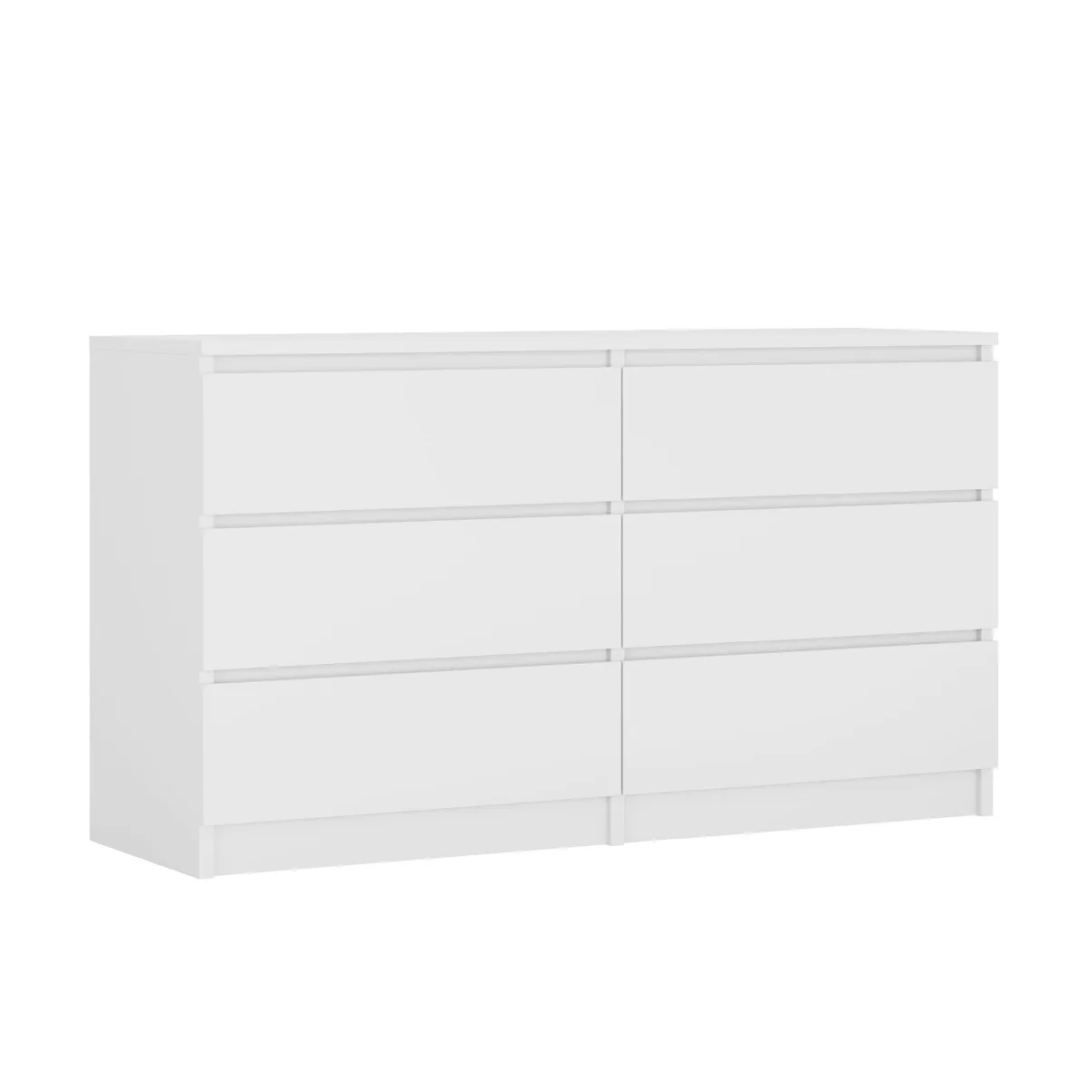 Commode 6 Tiroirs, Blanc Mat, 138 X 39 X 79 Cm