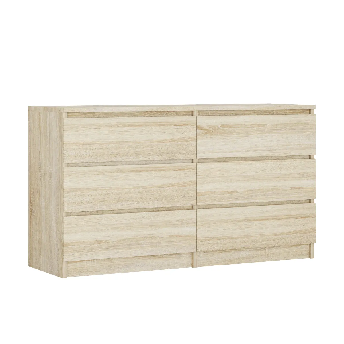 Commode 6 Tiroirs, Chêne Sonoma, 140 X 39 X 79 Cm