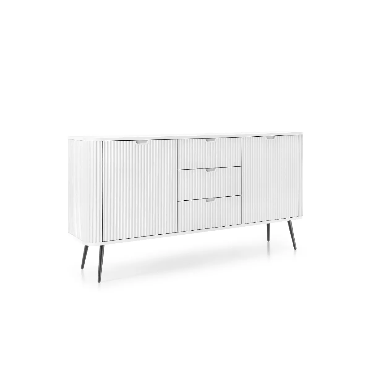 Commode: blanc, pieds noir, 168 x 87 x 39 cm