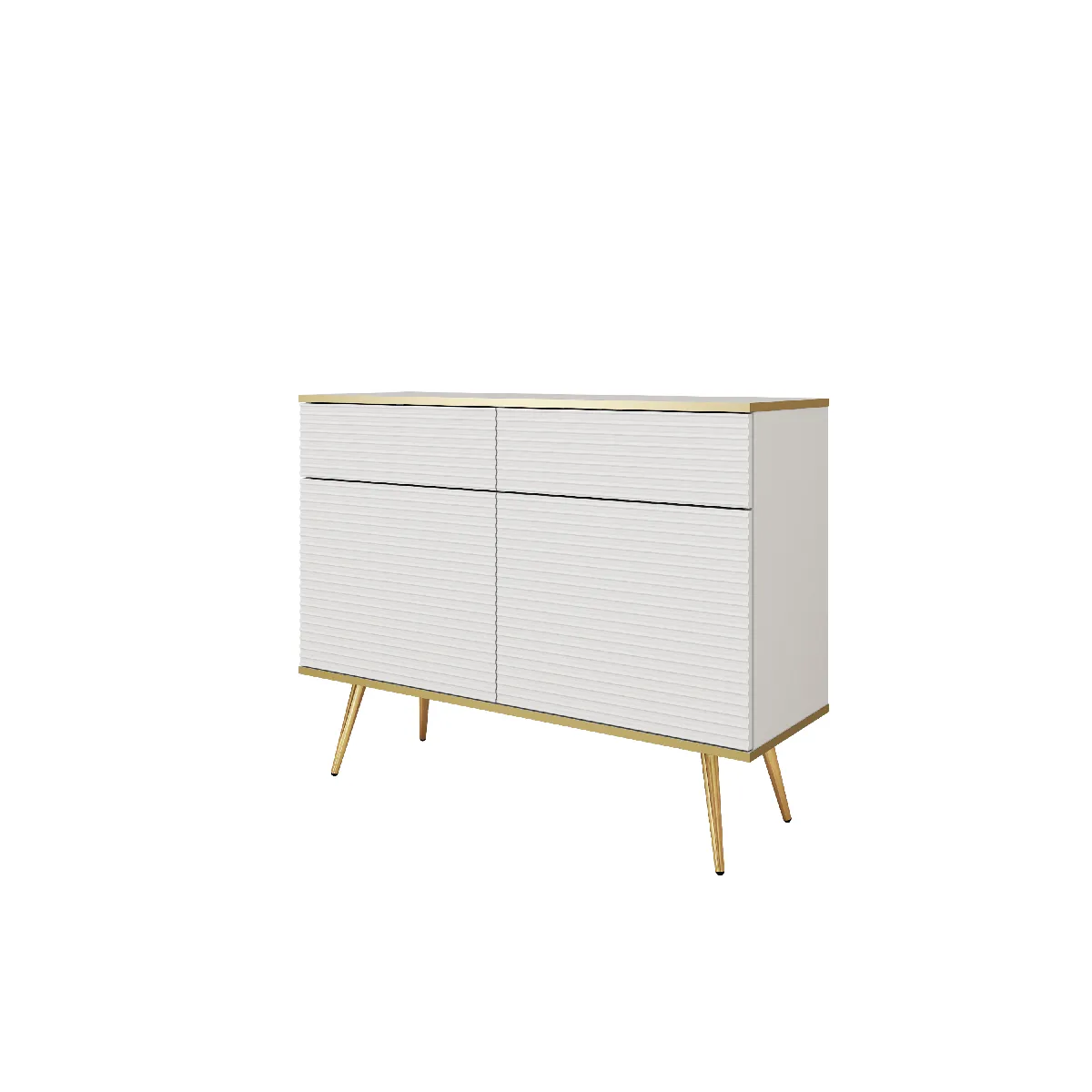 Buffet blanc glamour avec pieds dorés, 107 x 85 x 39