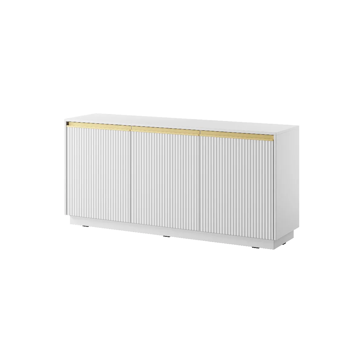 Buffet: 3 Portes, 6 Étagères, Blanc Mat, 153,4 Cm X 71,6 Cm X 39 Cm