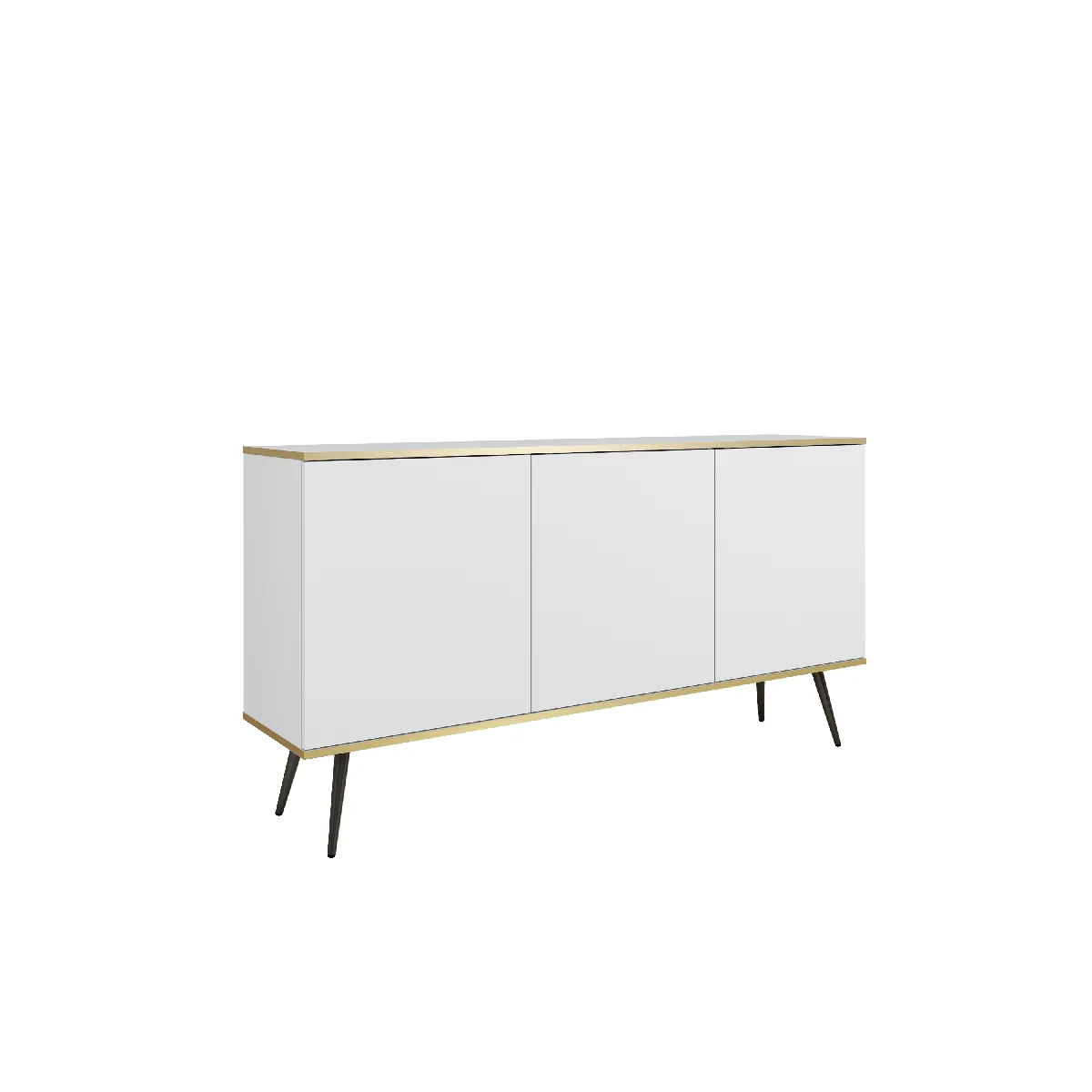 Buffet: blanche, pieds noirs, 160 x 85 x 39 cm