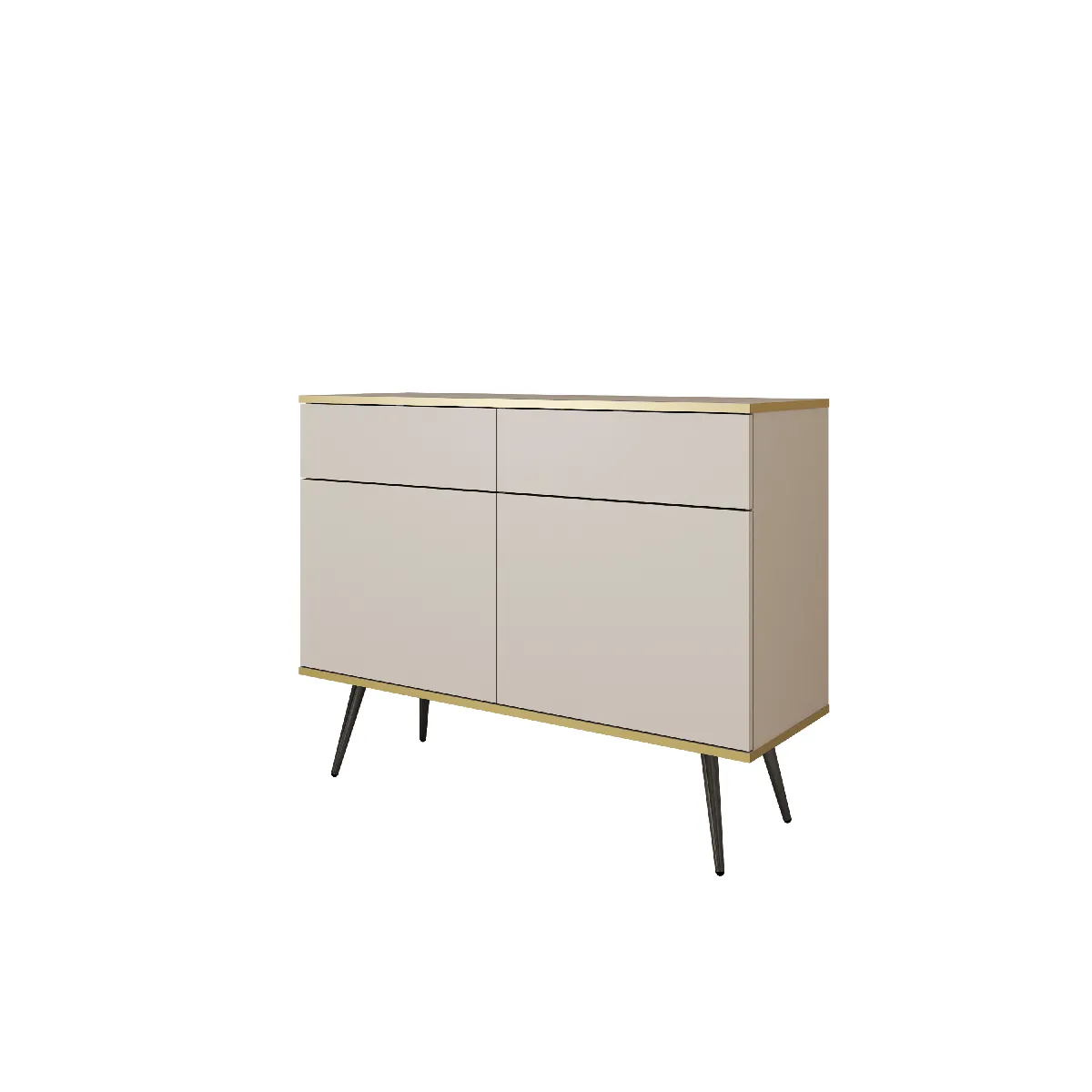 Buffet: beige, pieds noirs, 107 x 85 x 39 cm