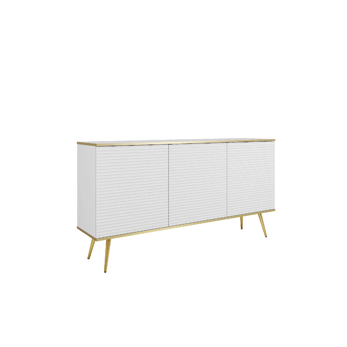 Buffet blanc glamour avec pieds dorés, 160 x 85 x 39