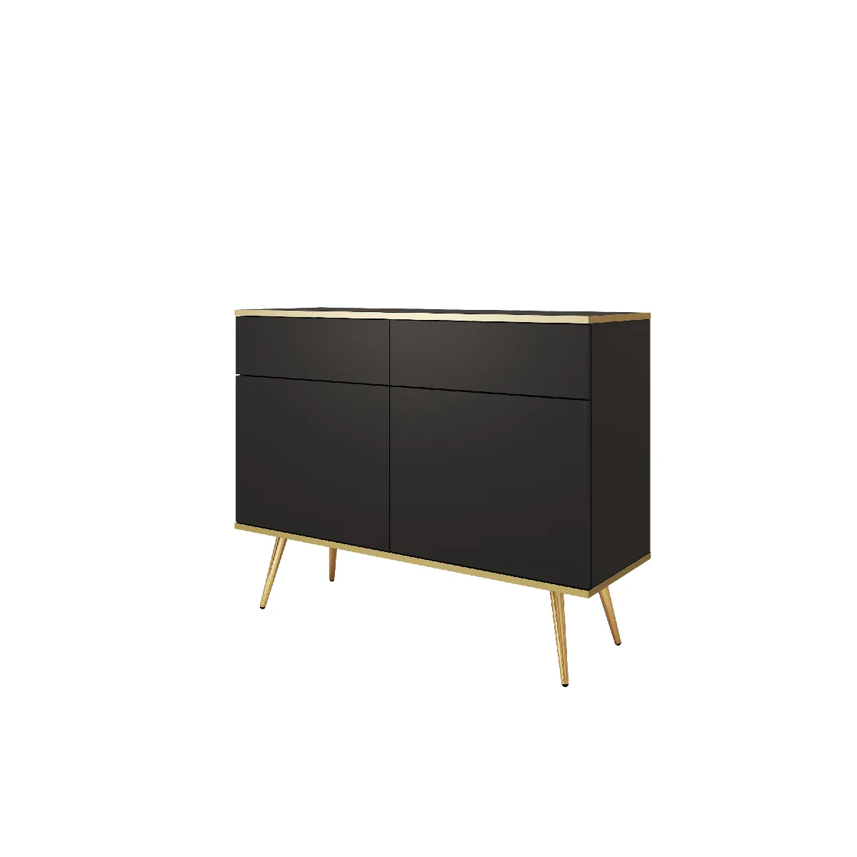 Buffet: noir, pieds dorés, 107 x 85 x 39 cm