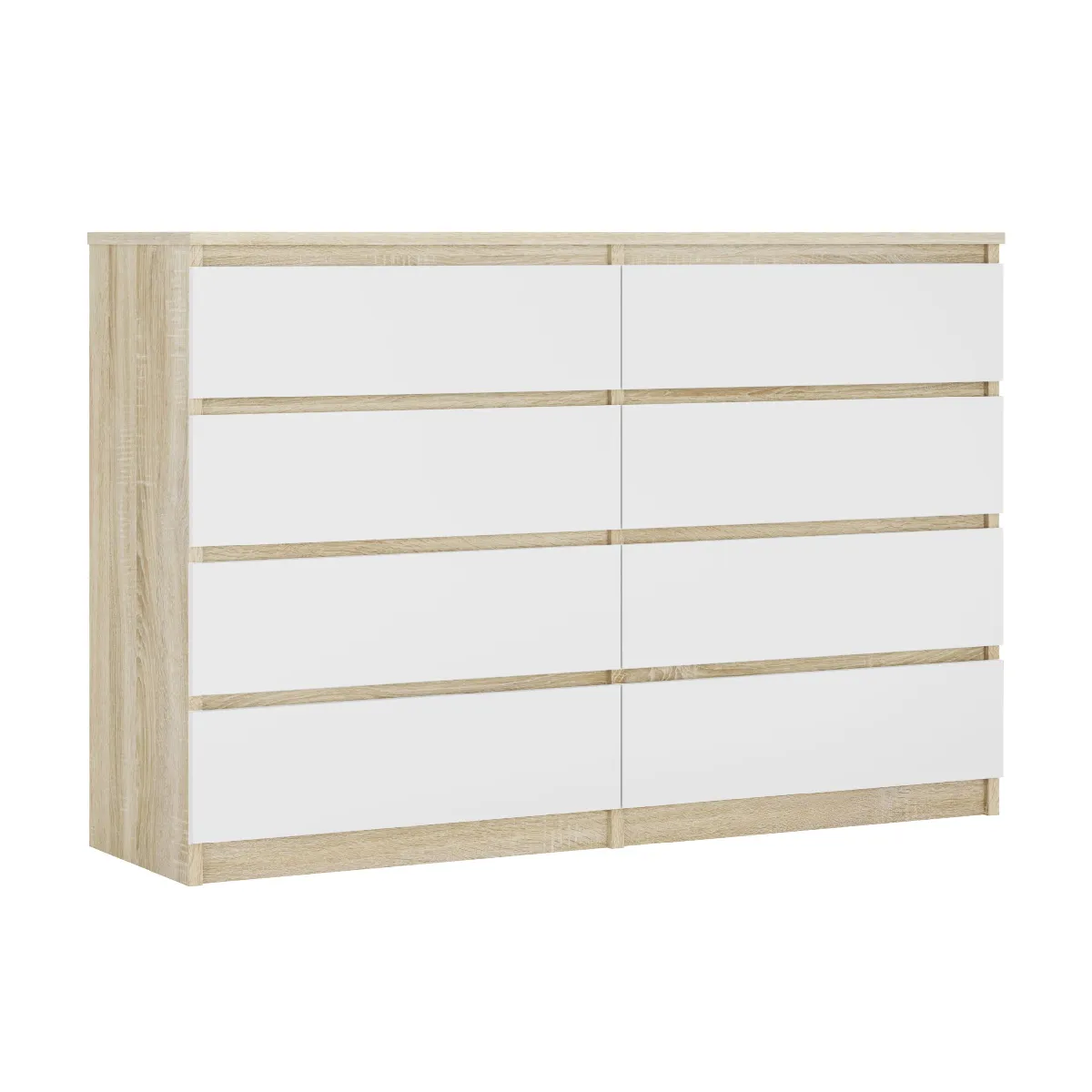 Commode 8 Tiroirs, Sonoma Chêne / Blanc, 140 X 101 X 39 Cm