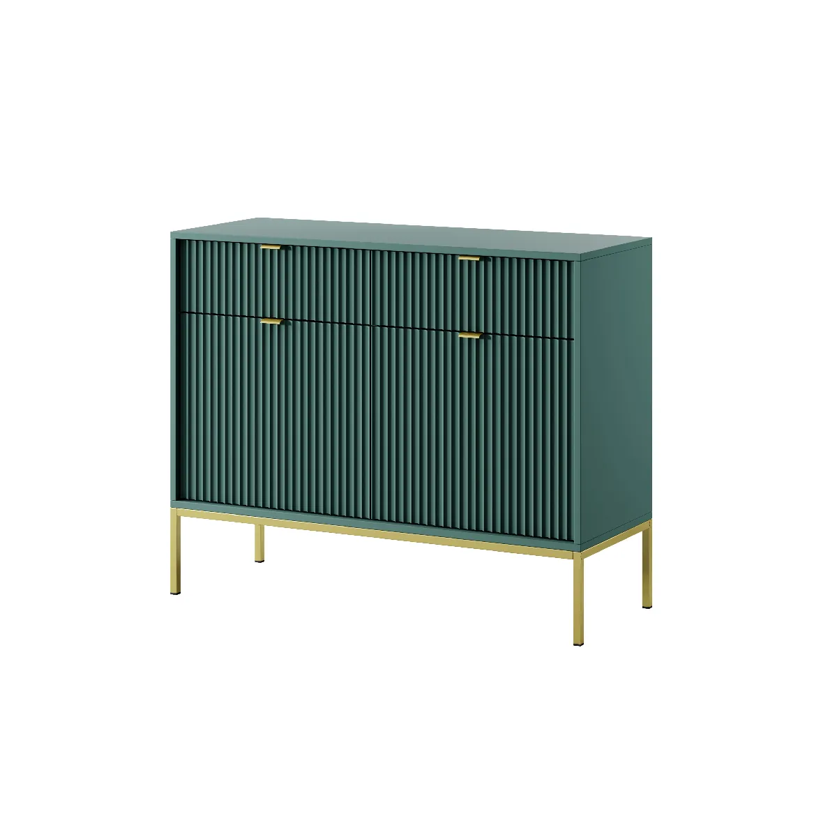 Commode: 2 Tiroirs, 2 Portes, labrador, or, 104 x 83 x 39 cm, poignées dorées
