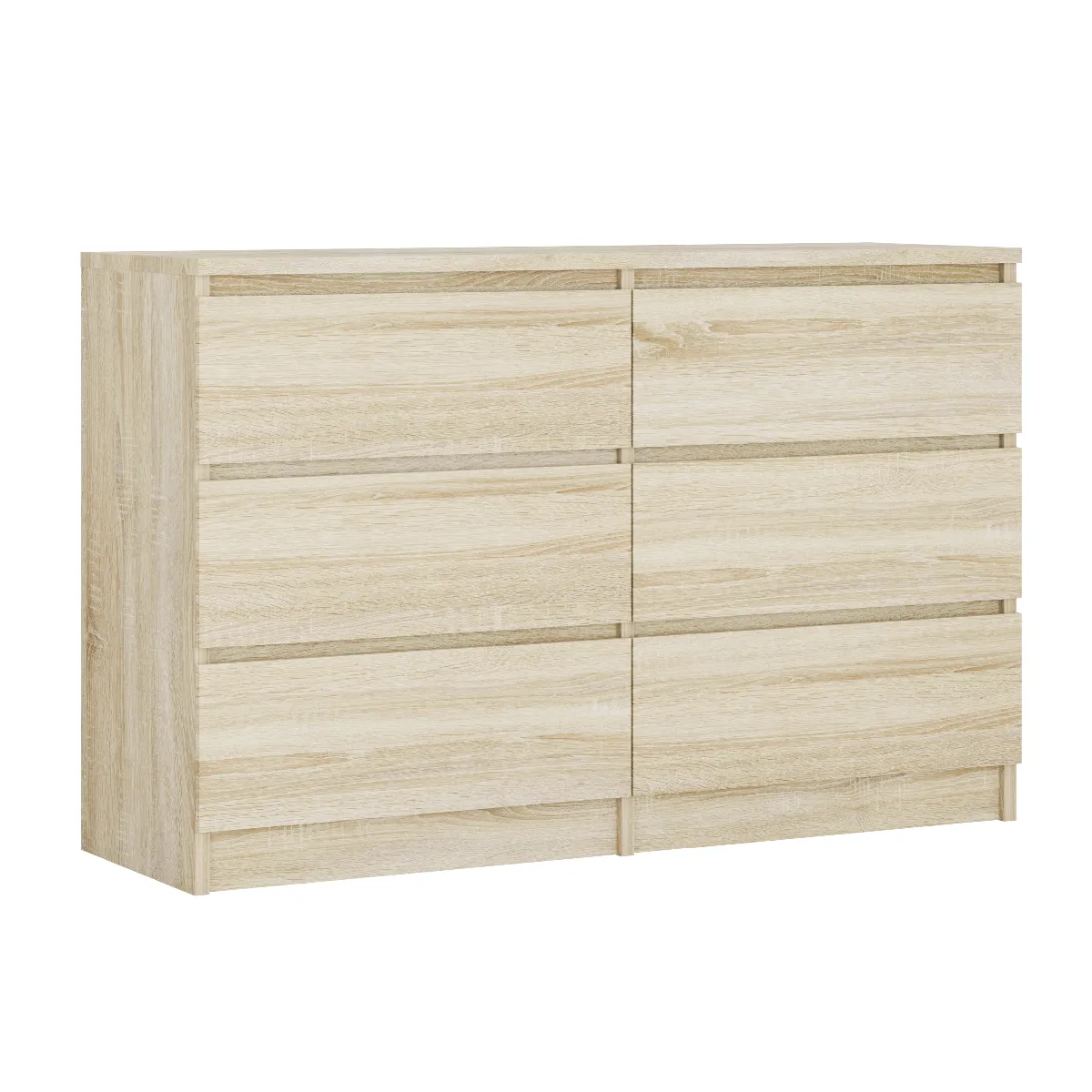 Commode 6 Tiroirs, Chêne Sonoma, 120 X 39 X 79 Cm