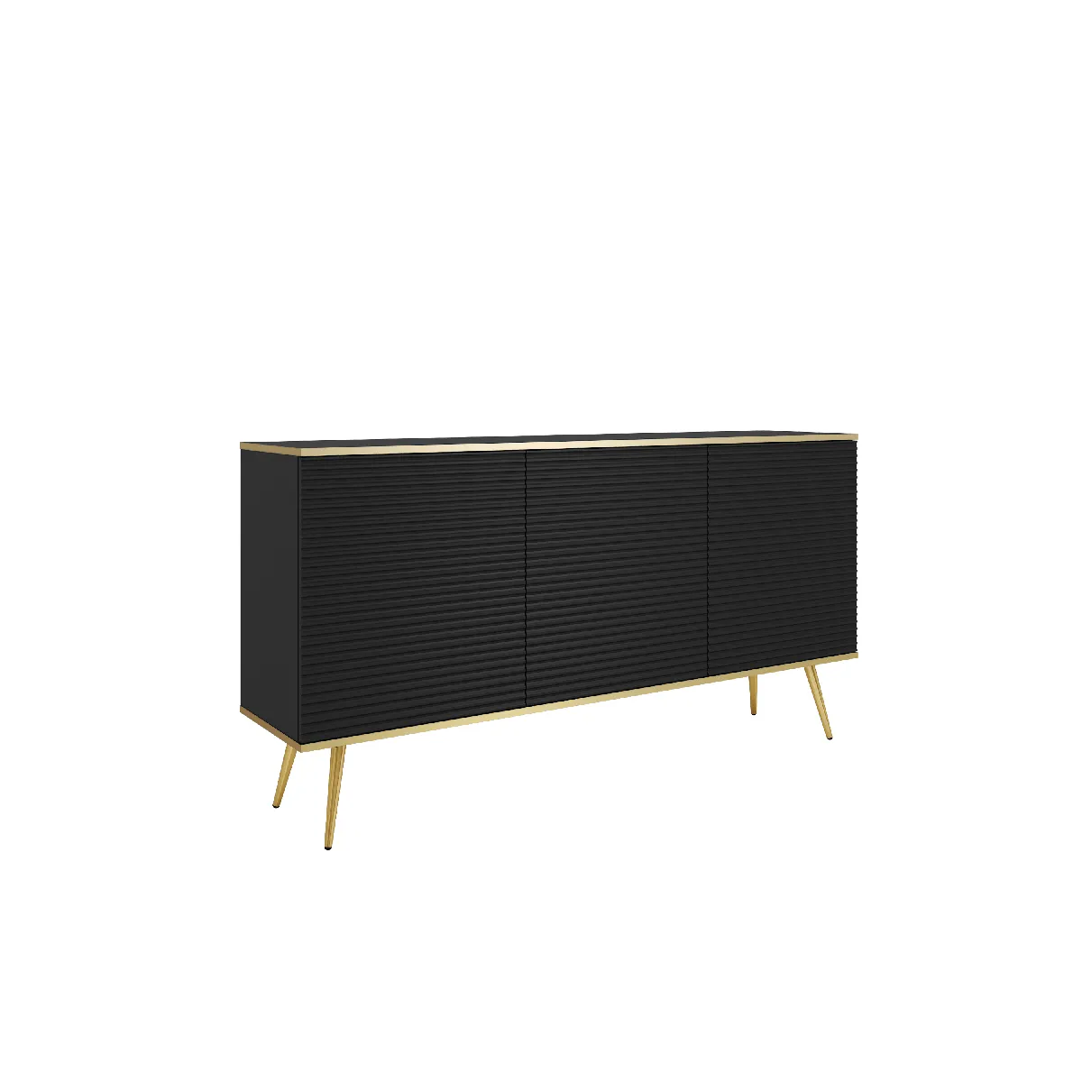Buffet noir glamour avec pieds dorés, 160 x 85 x 39