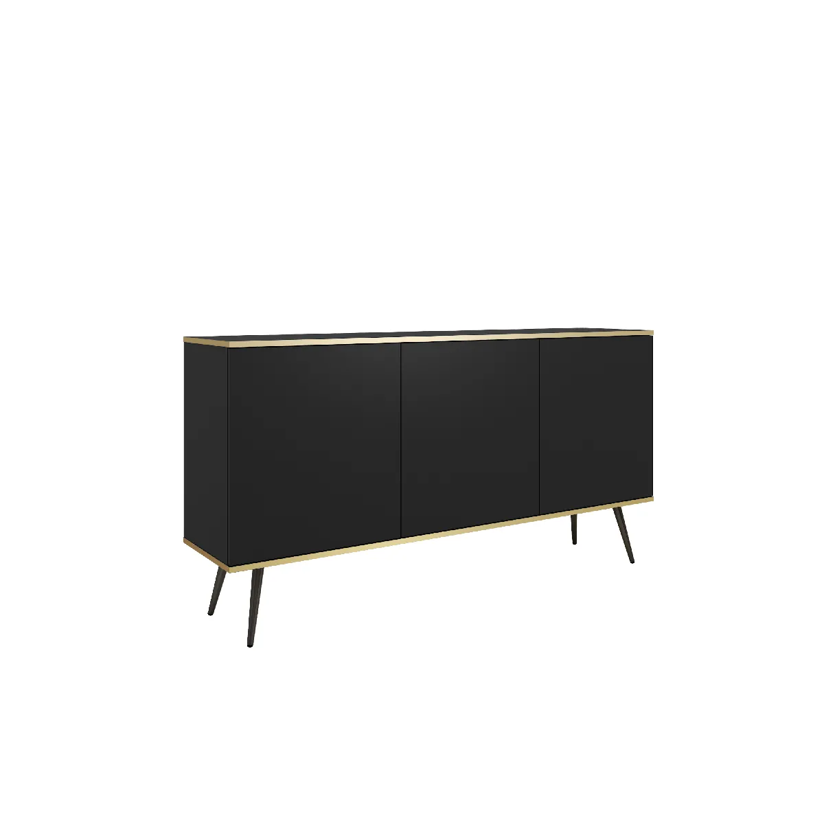 Buffet: noir, pieds noirs, 160 x 85 x 39 cm