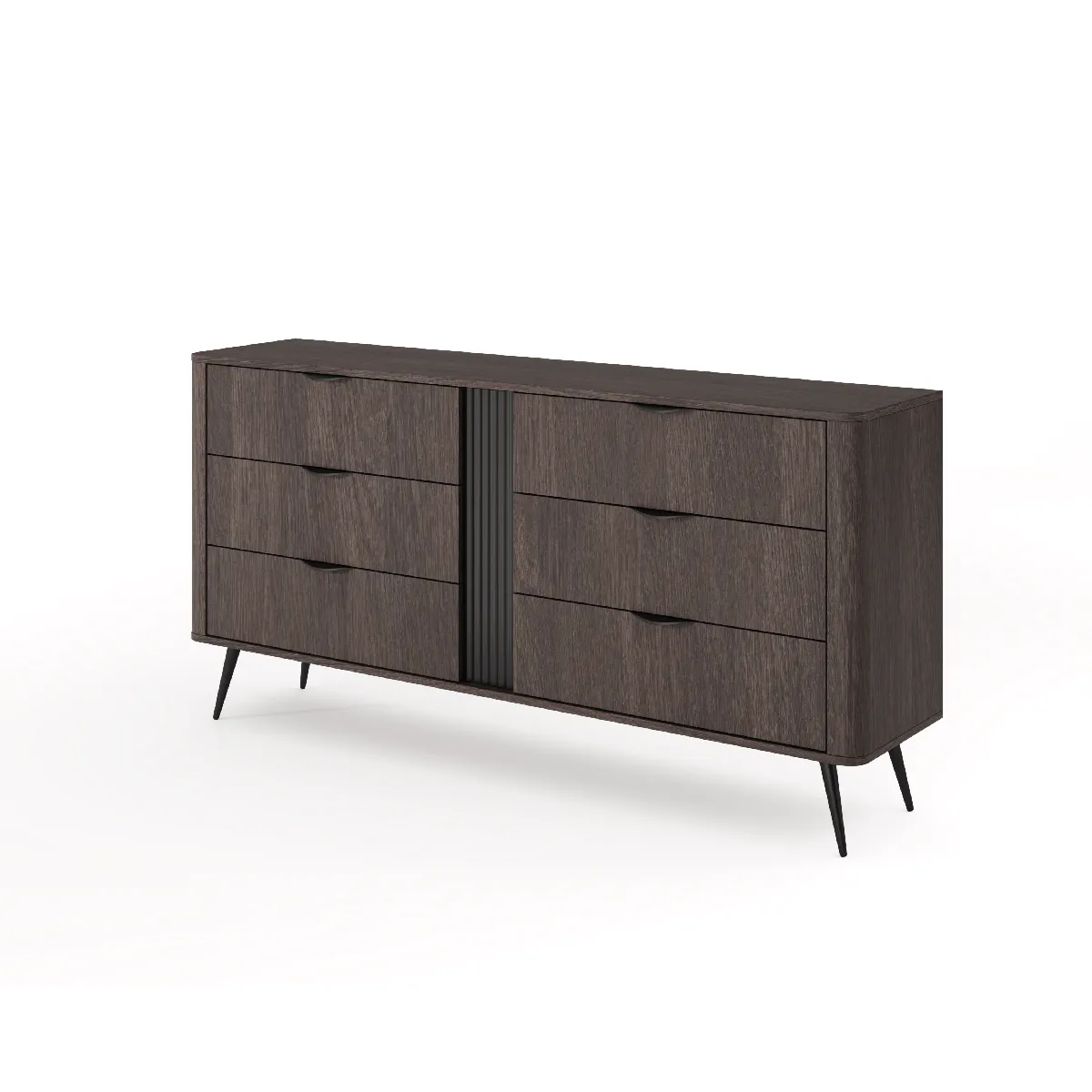 Buffet: chêne Dunin combiné avec du noir, 163,2 x 81,2 x 38 cm