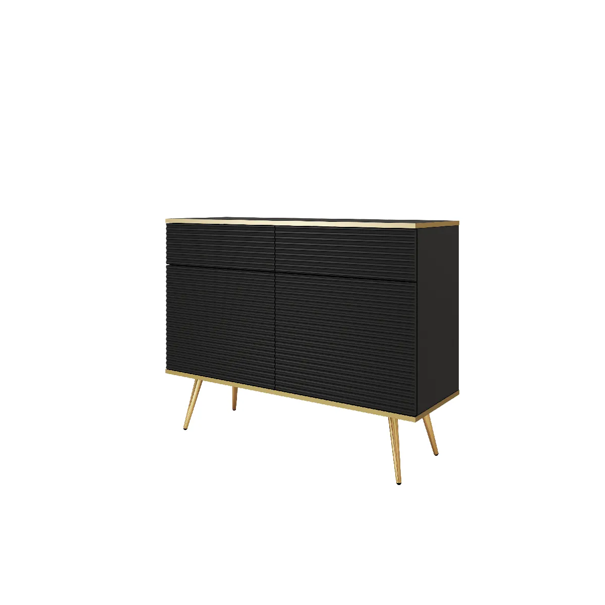 Buffet noir glamour avec pieds dorés, 107 x 85 x 39