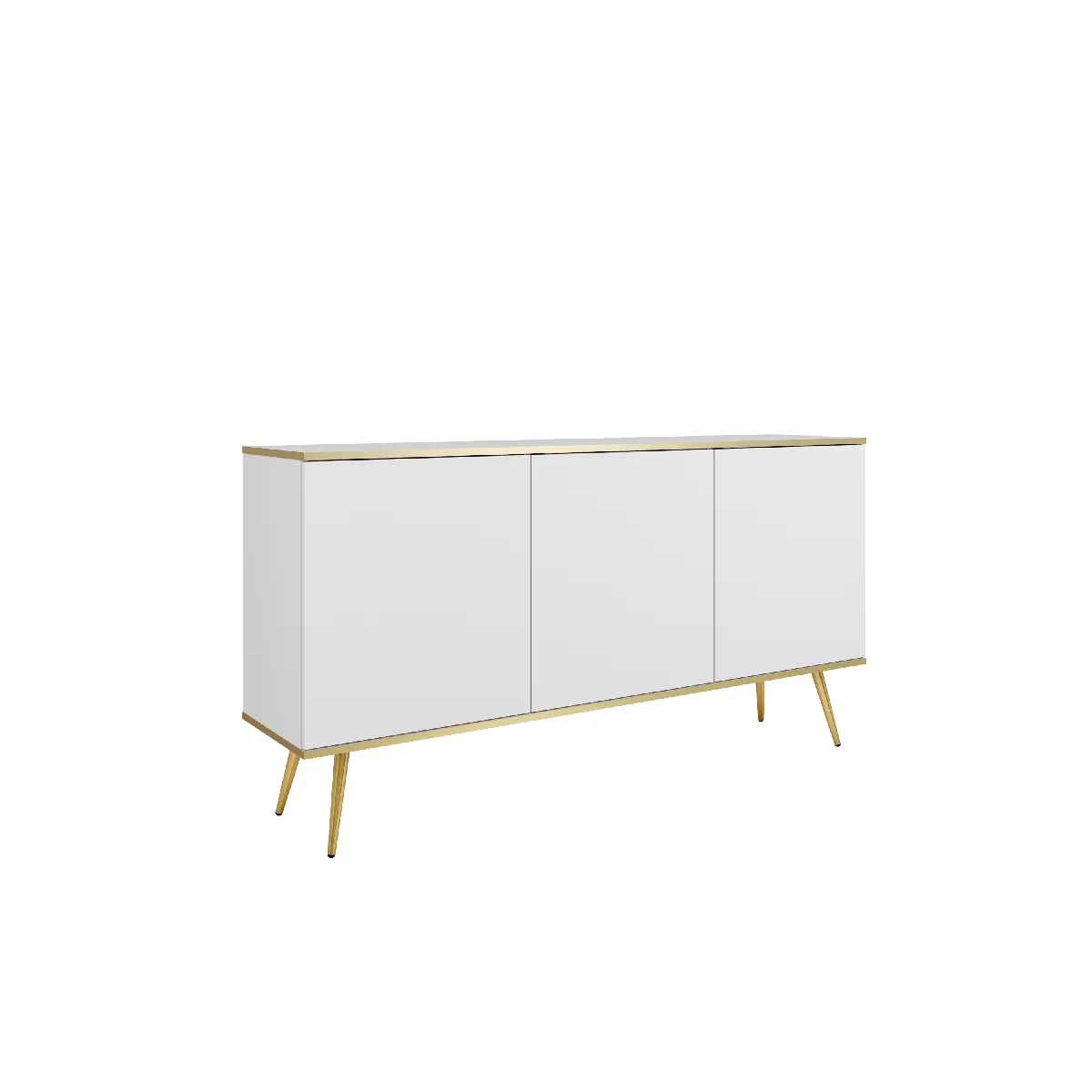 Buffet: blanc, pieds dorés, 160 x 85 x 39 cm