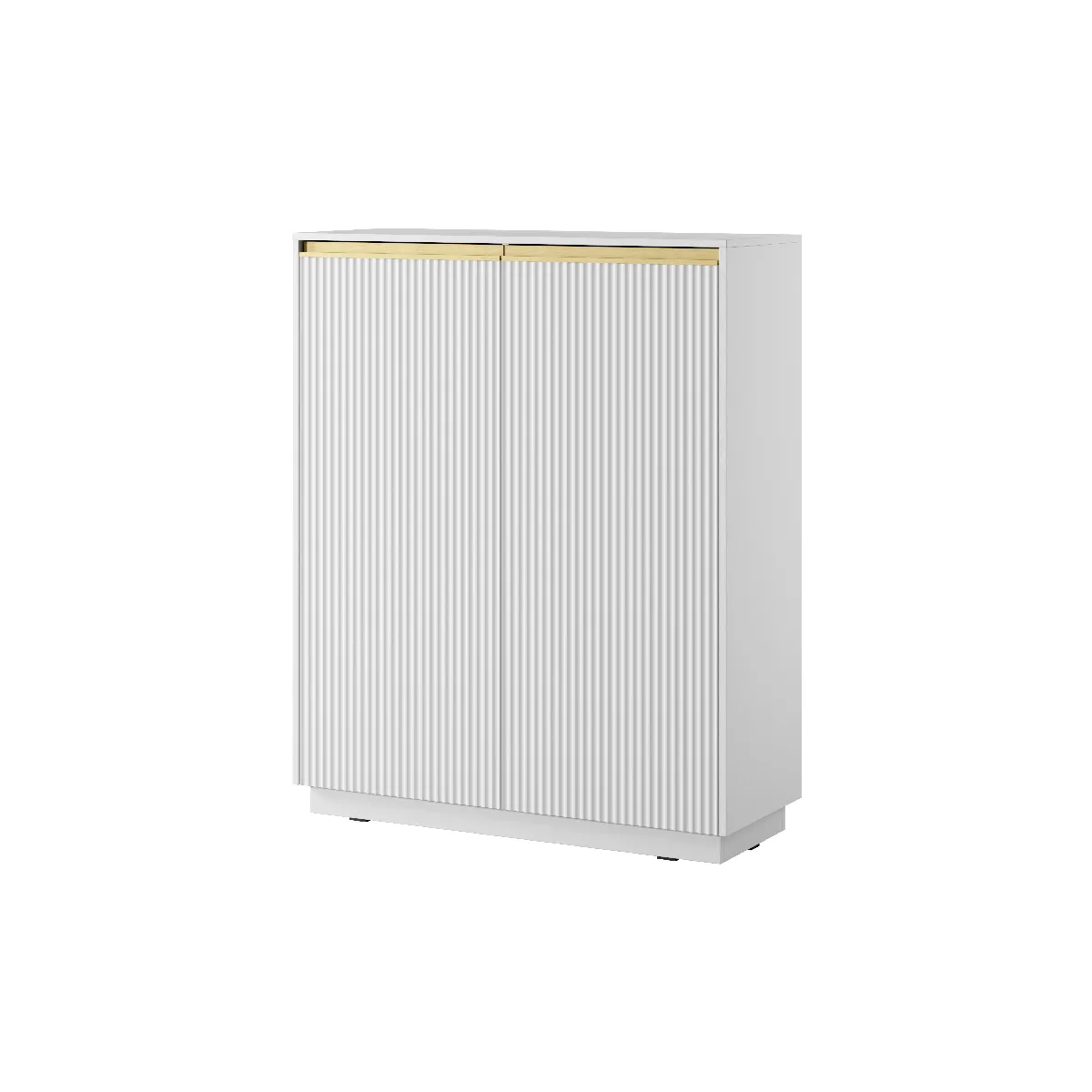Buffet: 2 Portes, 6 Étagères, Blanc Mat, 103,5 X 127 X 39 Cm