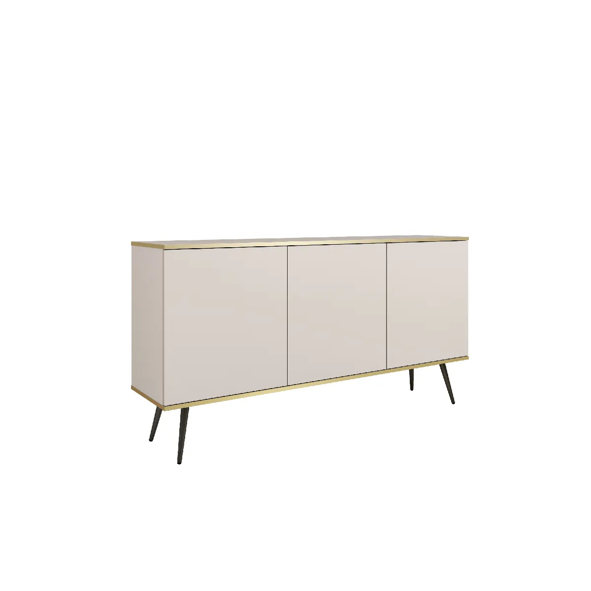 Buffet: beige, pieds noirs, 160 x 85 x 39 cm