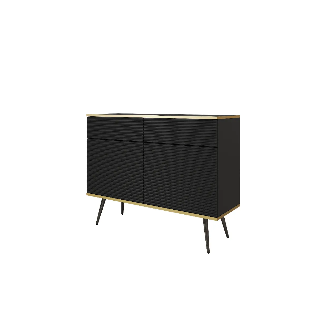 Buffet noir glamour avec pieds noirs, 107 x 85 x 39
