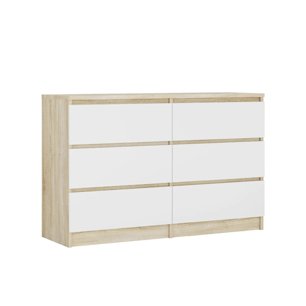 Commode 6 Tiroirs, Chêne Sonoma / Blanc, 120 X 39 X 78 Cm