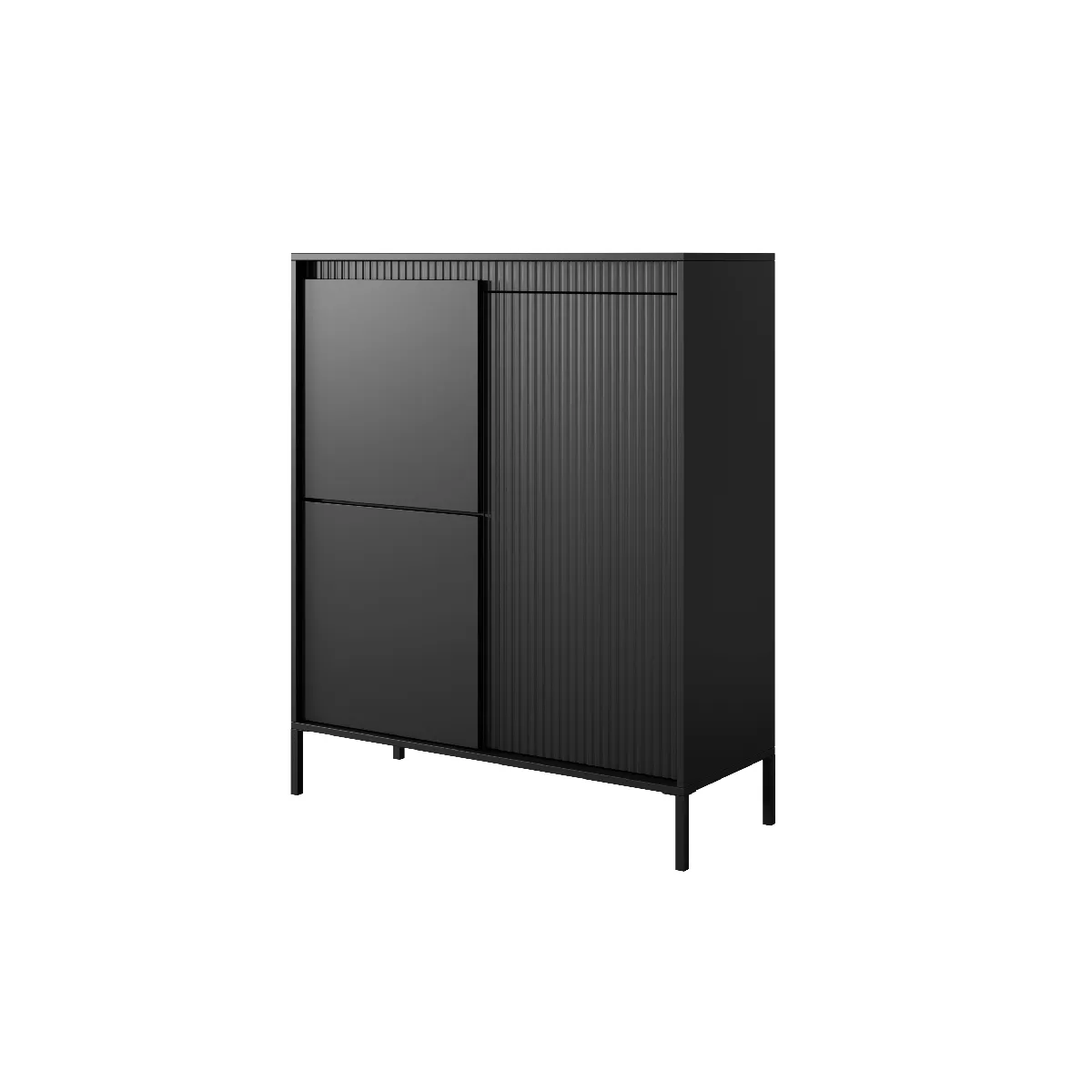 Buffet: 3 Portes, Noir, 123,4 X 103,5 X 39,5 Cm