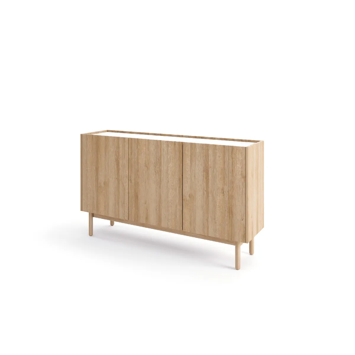 Buffet: 3 Portes, 6 Étagères, Chêne Riviera, 144 Cm X 83 Cm X 37 Cm