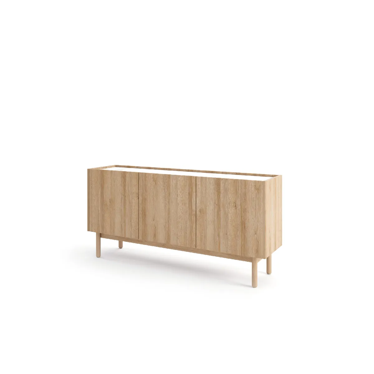 Buffet: 3 Portes, 6 Étagères, Chêne Riviera, 144 X 68 X 37 Cm