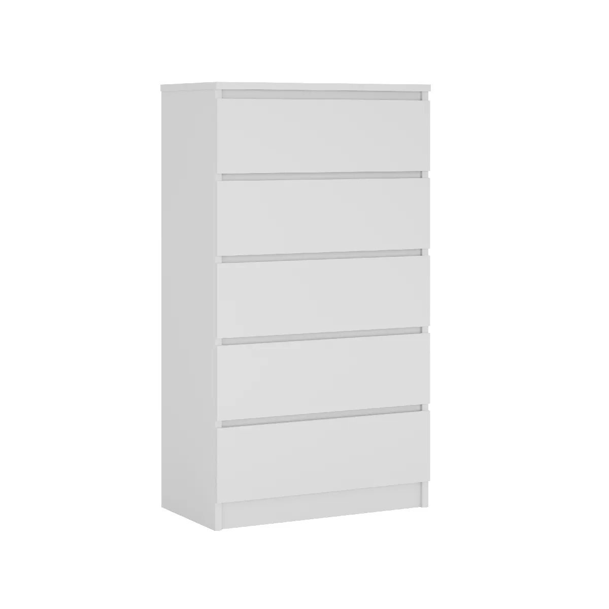 Commode 5 Tiroirs, Blanc Mat 70 X 39 X 125 Cm