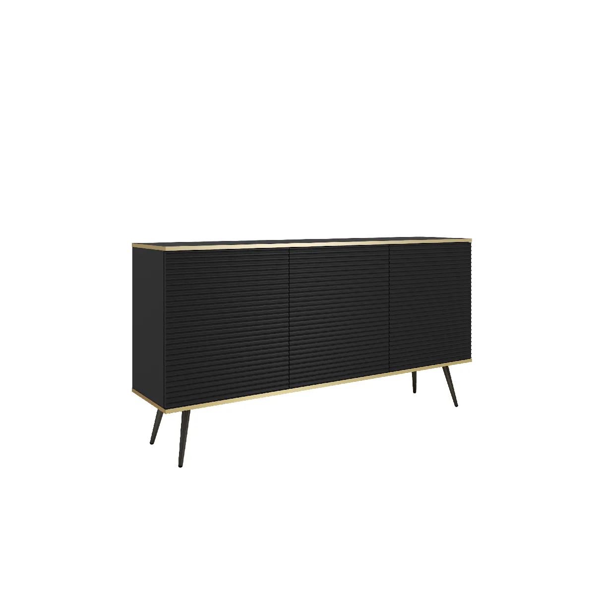 Buffet noir glamour avec pieds noirs, 160 x 85 x 39