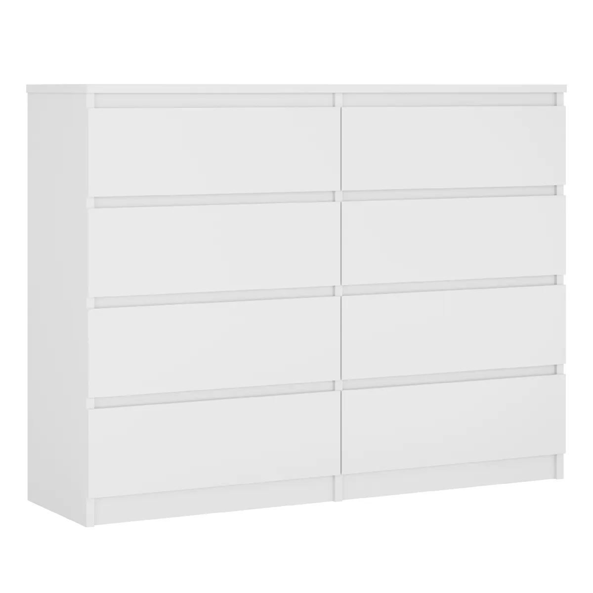Commode 8 Tiroirs, Blanc Mat, 120 X 39 X 101 Cm