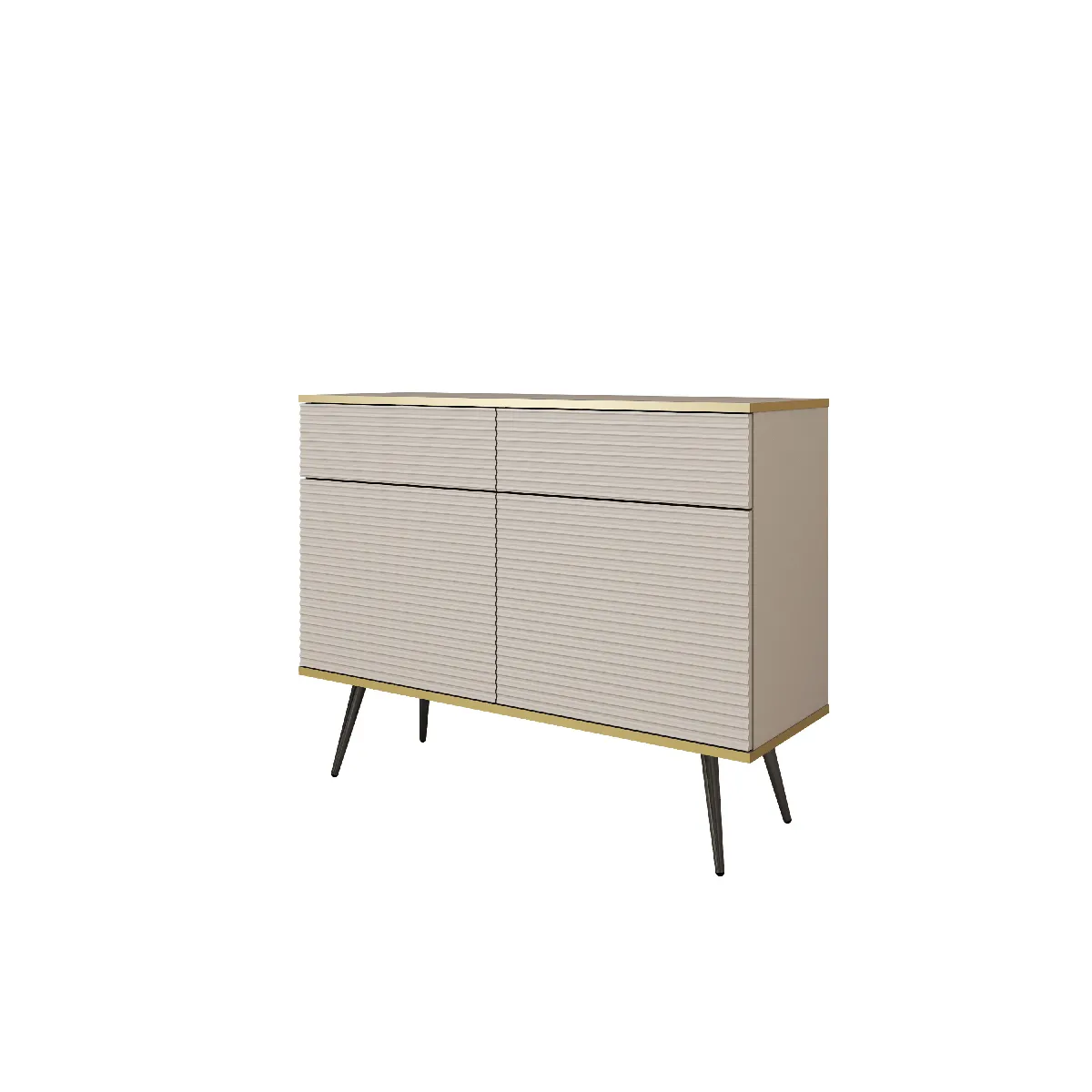 Buffet beige glamour avec pieds noirs, 107 x 85 x 39