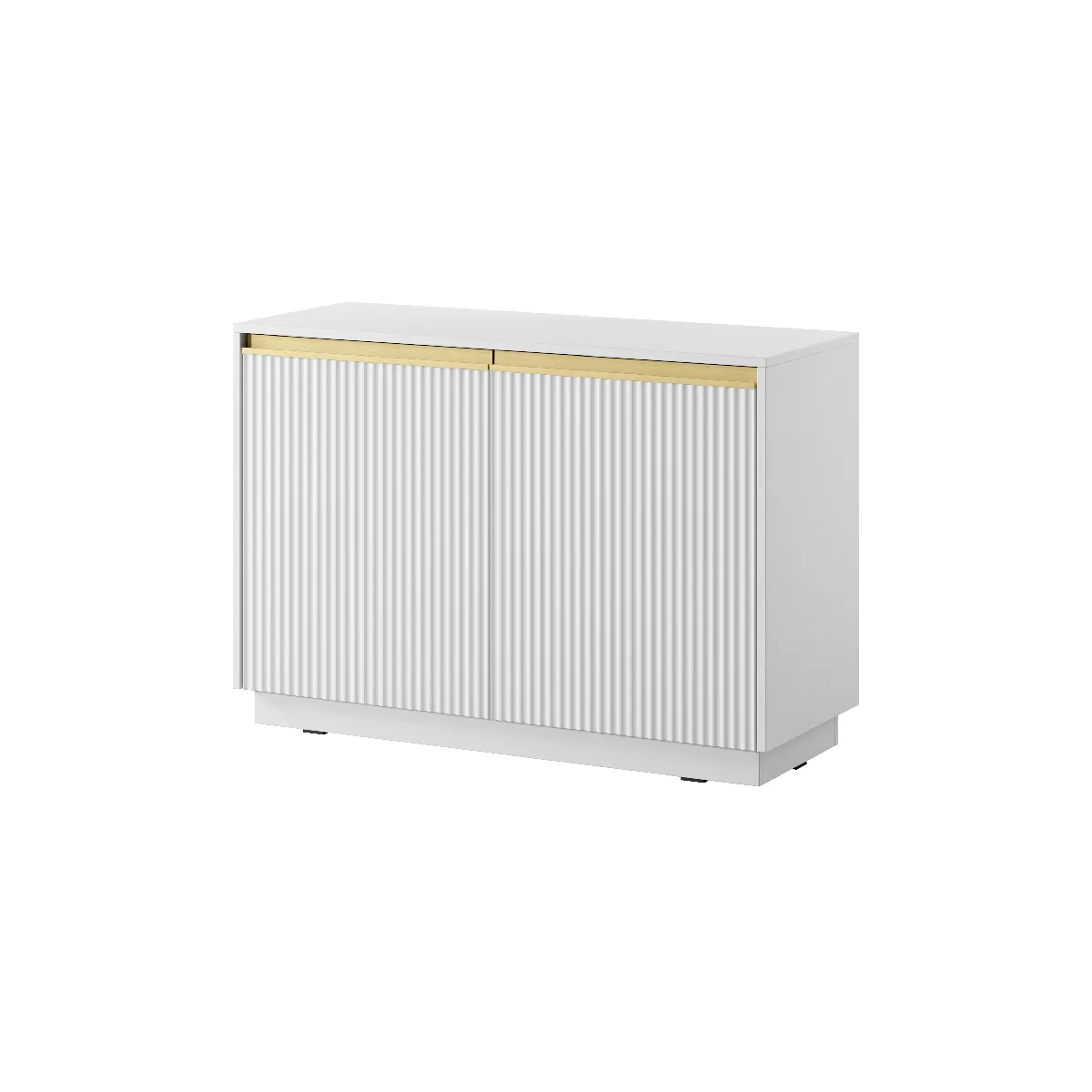Buffet: 2 Portes, 4 Étagères, Blanc Mat, 103,5 X 71,4 X 39 Cm