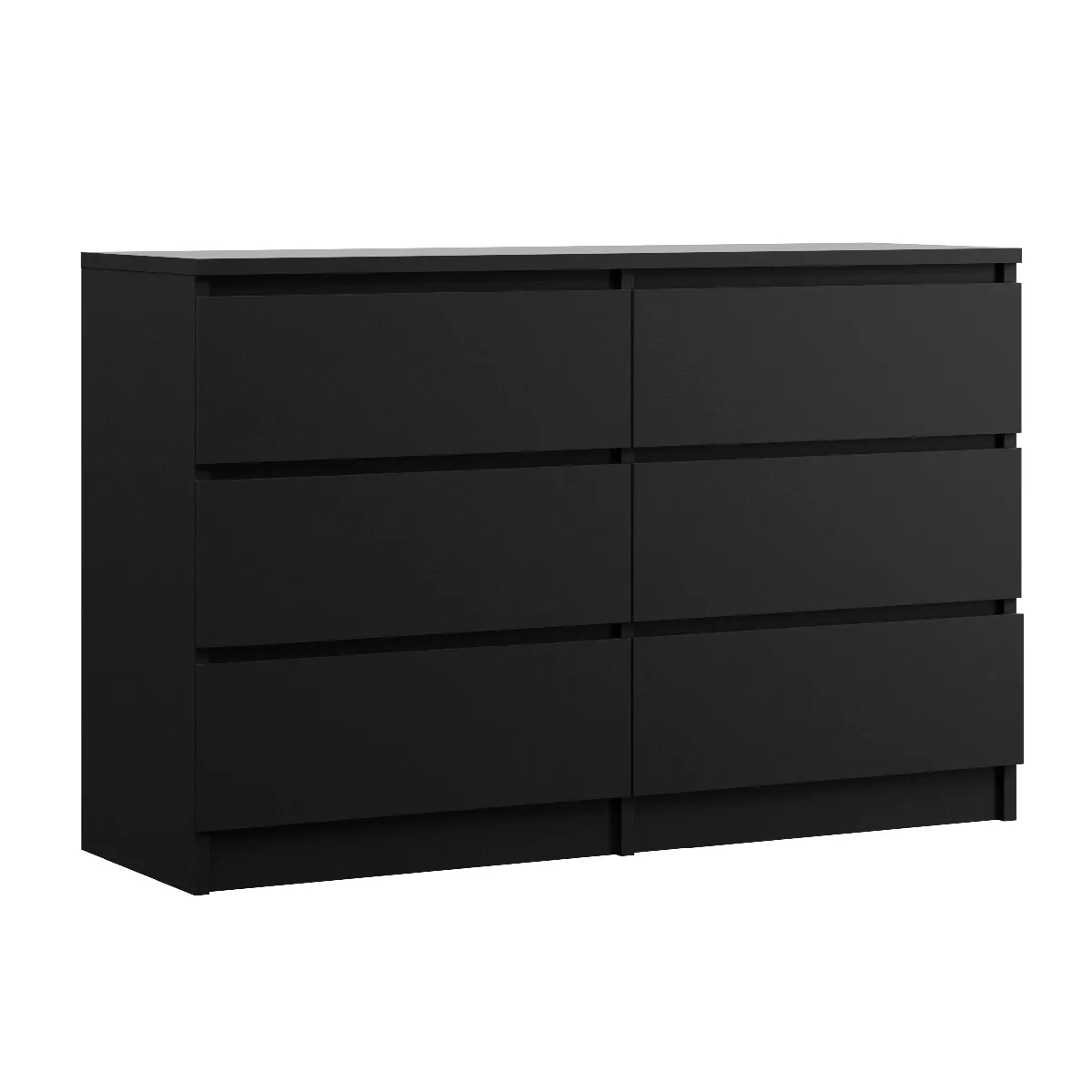 Commode 6 Tiroirs, Noir, 120 X 39 X 79 Cm