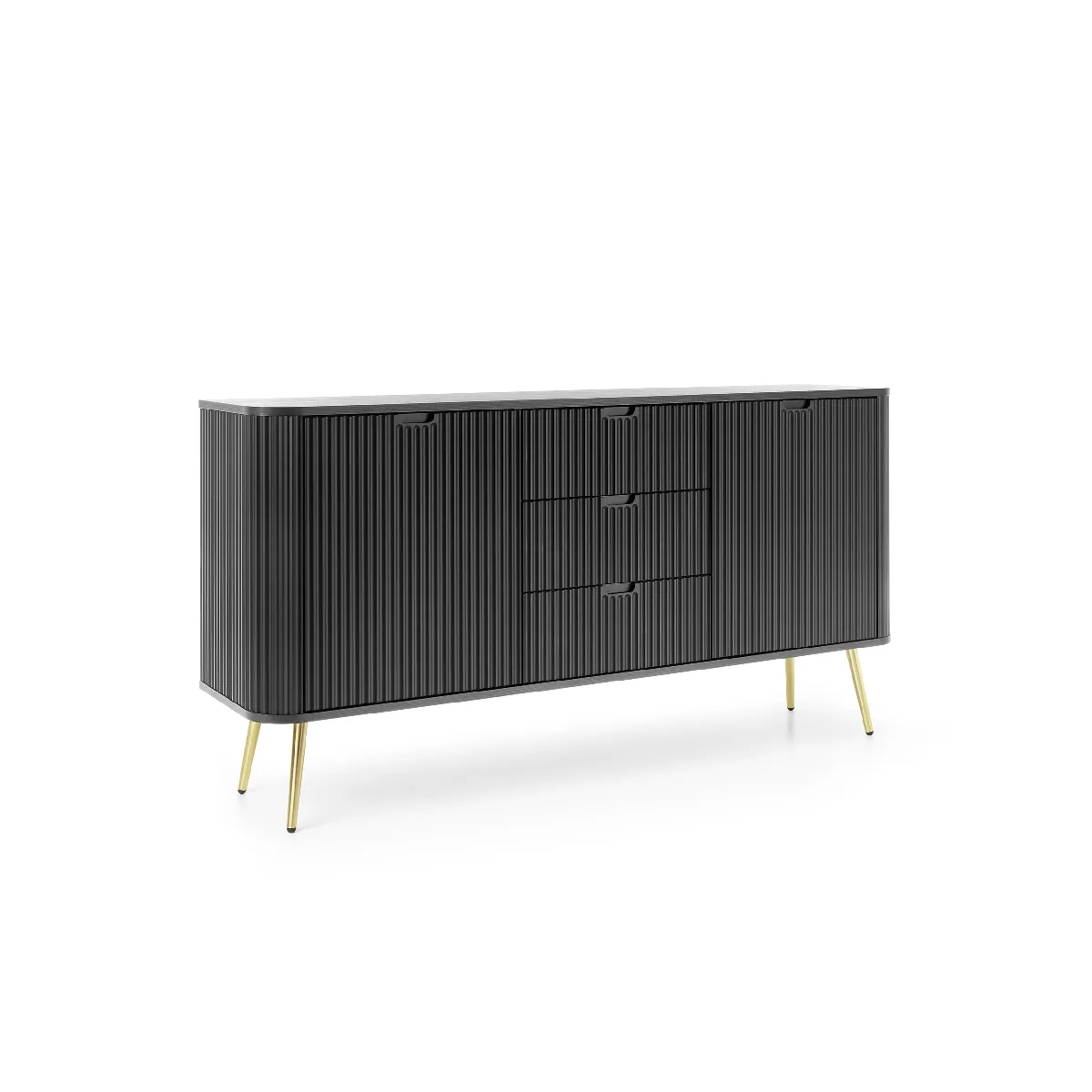 Commode: noir, pieds or, 168 x 87 x 39 cm